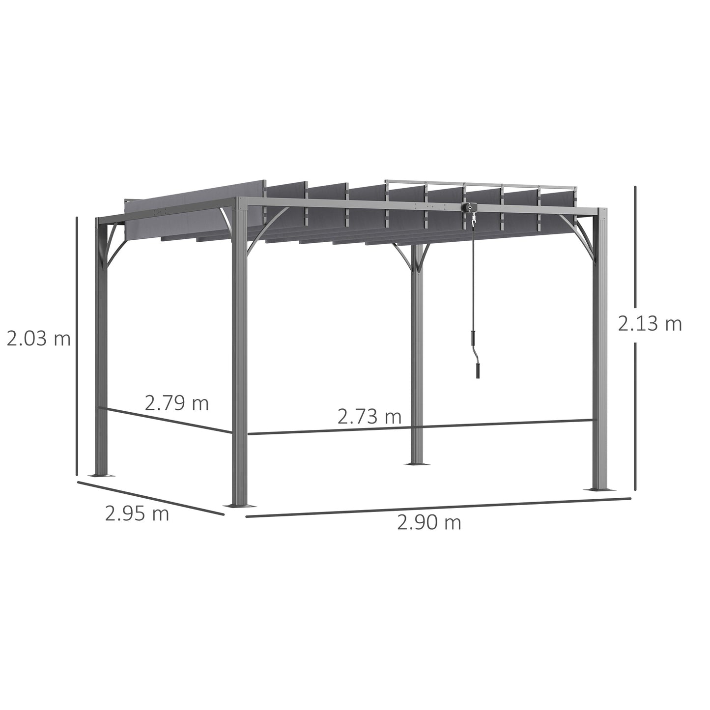 3 x 3(m) Outdoor Louvered Pergola with Adjustable Roof, AluminIum Patio Gazebo Canopy with Ground Stakes for Patio, Lawn, Garden, Grey