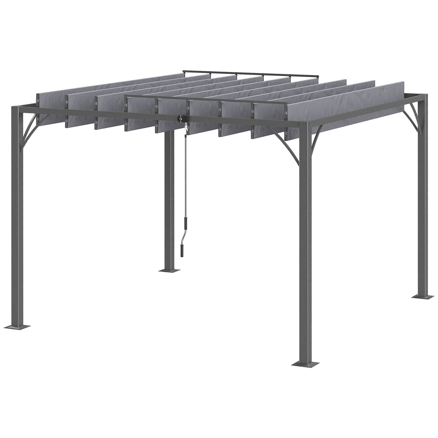 3 x 3(m) Outdoor Louvered Pergola with Adjustable Roof, AluminIum Patio Gazebo Canopy with Ground Stakes for Patio, Lawn, Garden, Grey