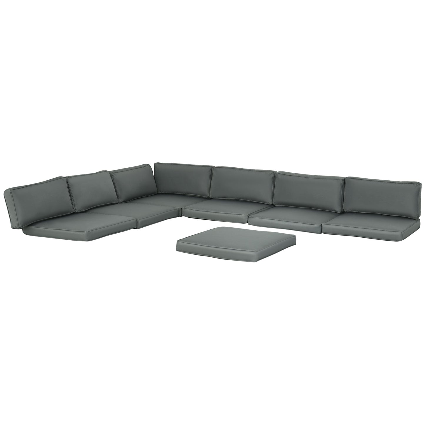 Replacement Cushions for Rattan Furniture, 14 Piece Outdoor Seat Cushion Pad for Patio Conversation Set, 7 Seat Cushions and 7 Back Cushions, Grey