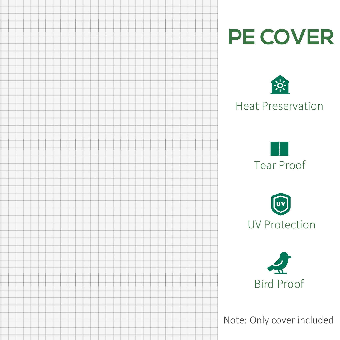 6 x 3 x 2m Greenhouse Replacement Cover ONLY Winter Garden Plant PE Cover for Tunnel Walk-in Greenhouse with Roll-up Windows Door Outdoor, White