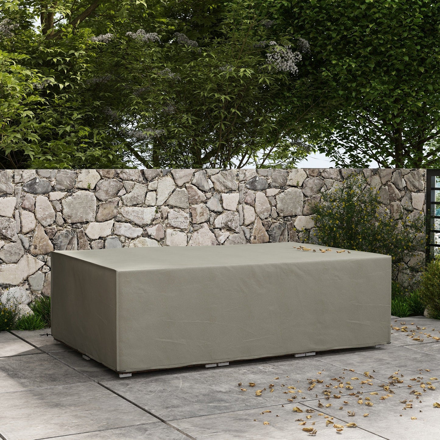 Garden Furniture Cover, Oxford Fabric Outdoor Rectangular Rattan Furniture Cover with PE Coating, Waterproof, Windproof, Anti-UV, 222 x 155 x 67cm, Grey