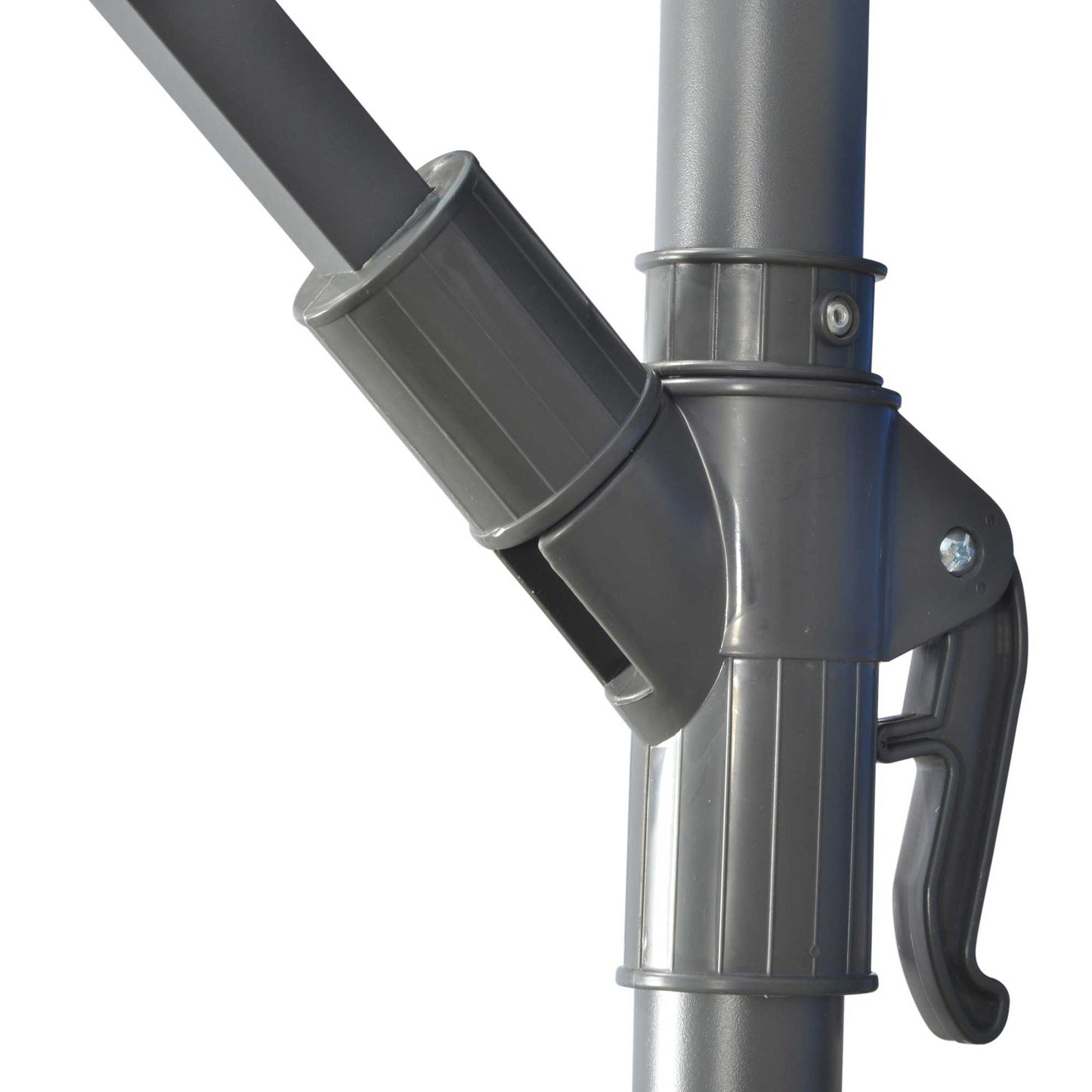 3(m) Garden Banana Parasol Cantilever Umbrella with Crank Handle, Cross Base, Weights and Cover for Outdoor, Hanging Sun Shade, Grey