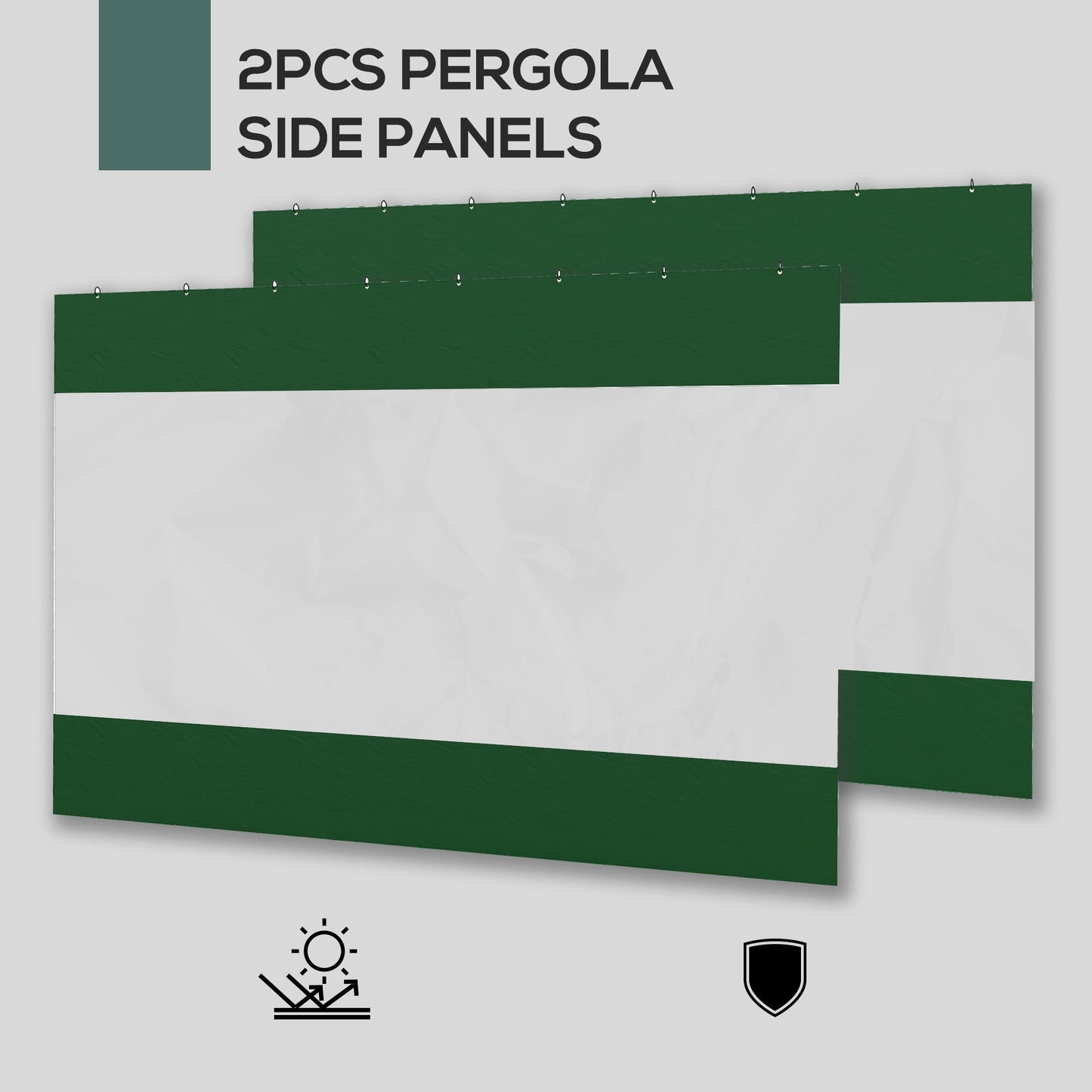 2 Pack Pergola Gazebo Side Panels with Large Window, for 3(m) Long Garden Pergola, 3x2m Gazebo Side Curtains Replacement, Green