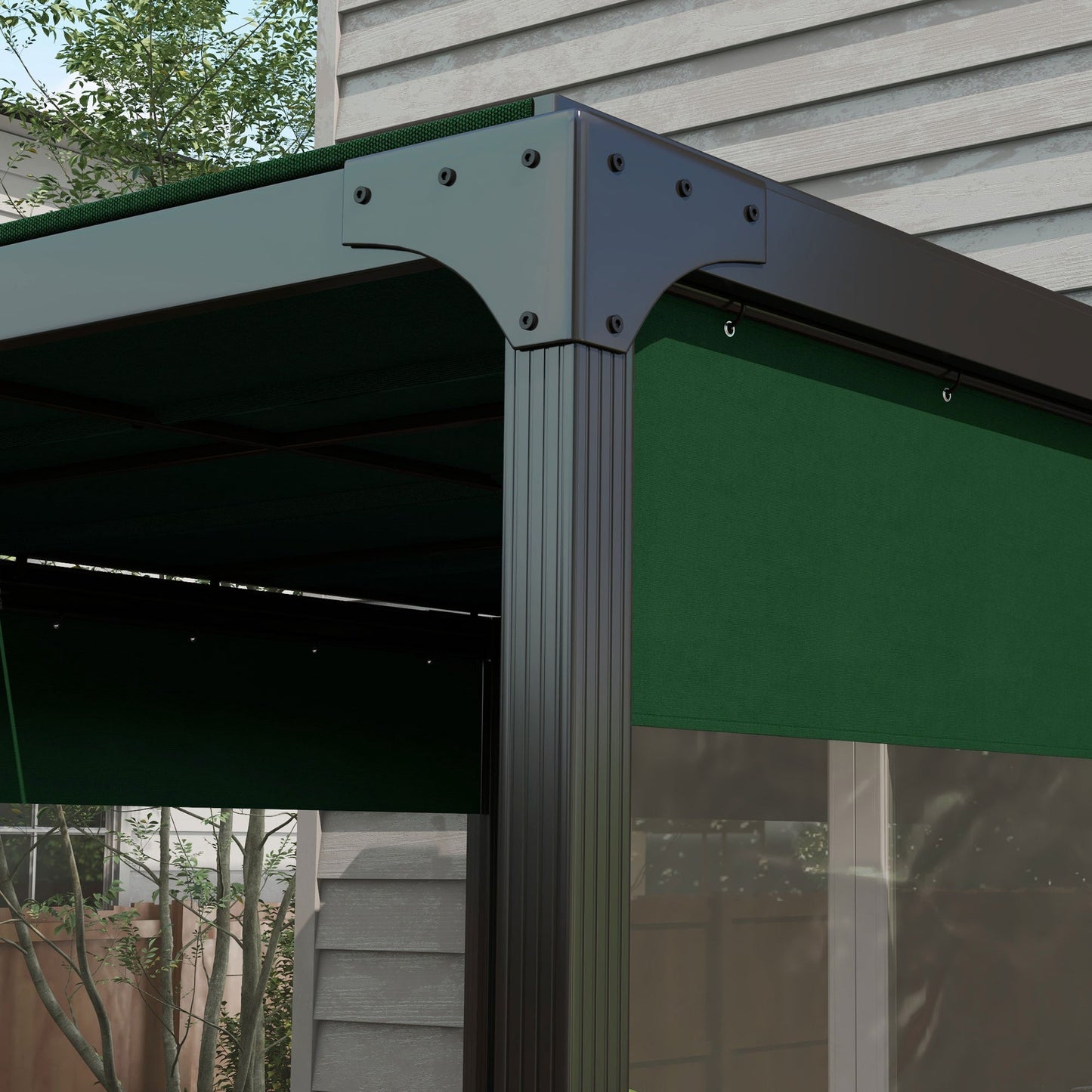 2 Pack Pergola Gazebo Side Panels with Large Window, for 3(m) Long Garden Pergola, 3x2m Gazebo Side Curtains Replacement, Green