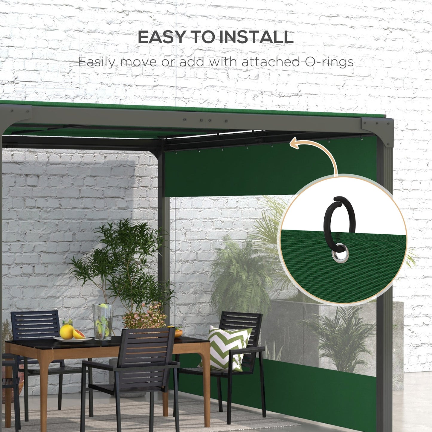 2 Pack Pergola Gazebo Side Panels with Large Window, for 3(m) Long Garden Pergola, 3x2m Gazebo Side Curtains Replacement, Green