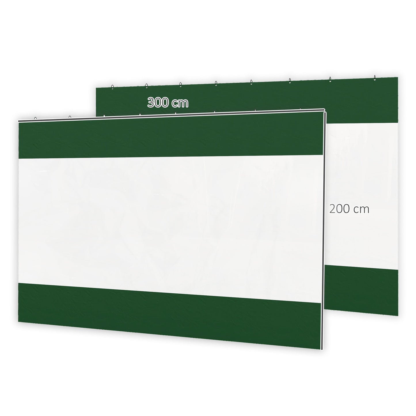 2 Pack Pergola Gazebo Side Panels with Large Window, for 3(m) Long Garden Pergola, 3x2m Gazebo Side Curtains Replacement, Green