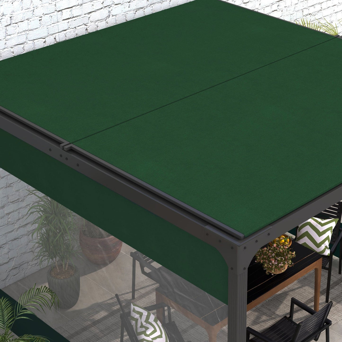 2 Pack Pergola Gazebo Side Panels with Large Window, for 3(m) Long Garden Pergola, 3x2m Gazebo Side Curtains Replacement, Green