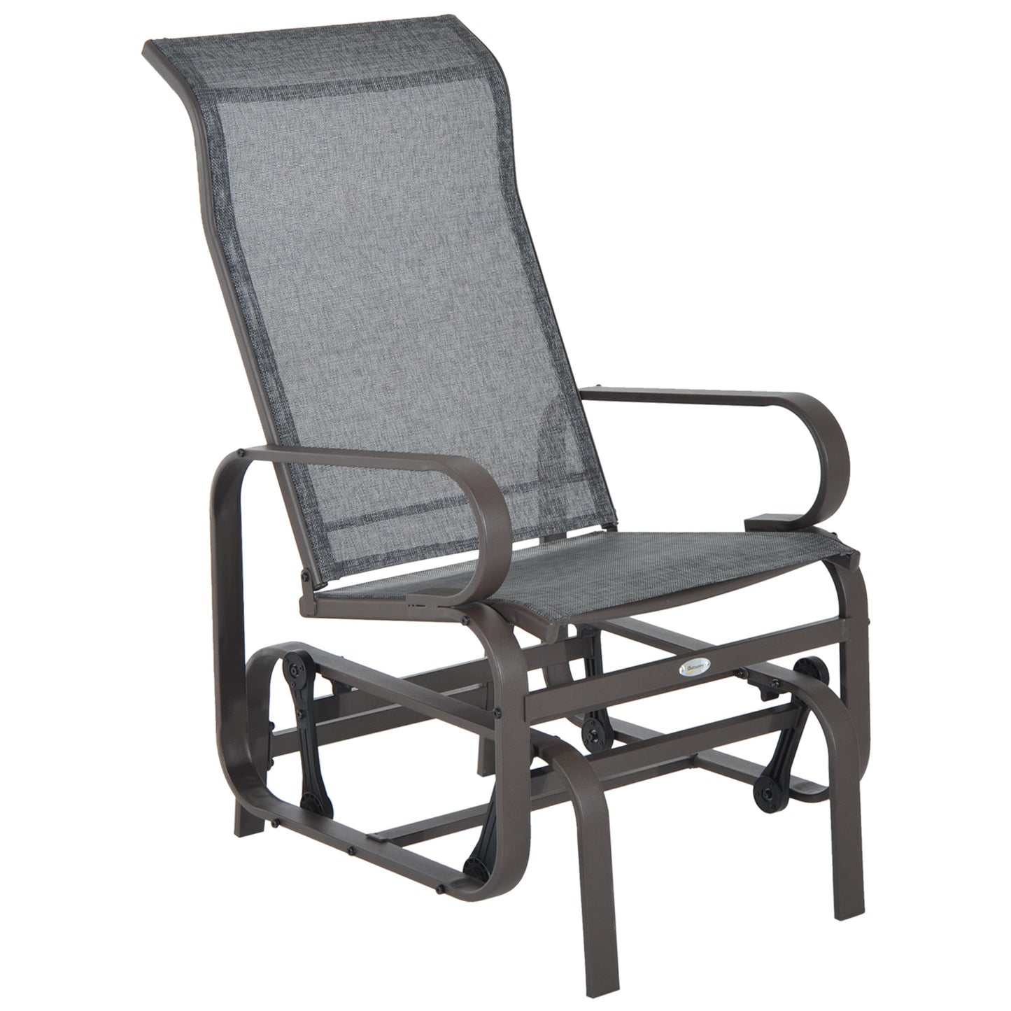Outdoor Gliding Rocking Chair with Sturdy Metal Frame Garden Comfortable Swing Chair for Patio, Garden and Poolside, Grey