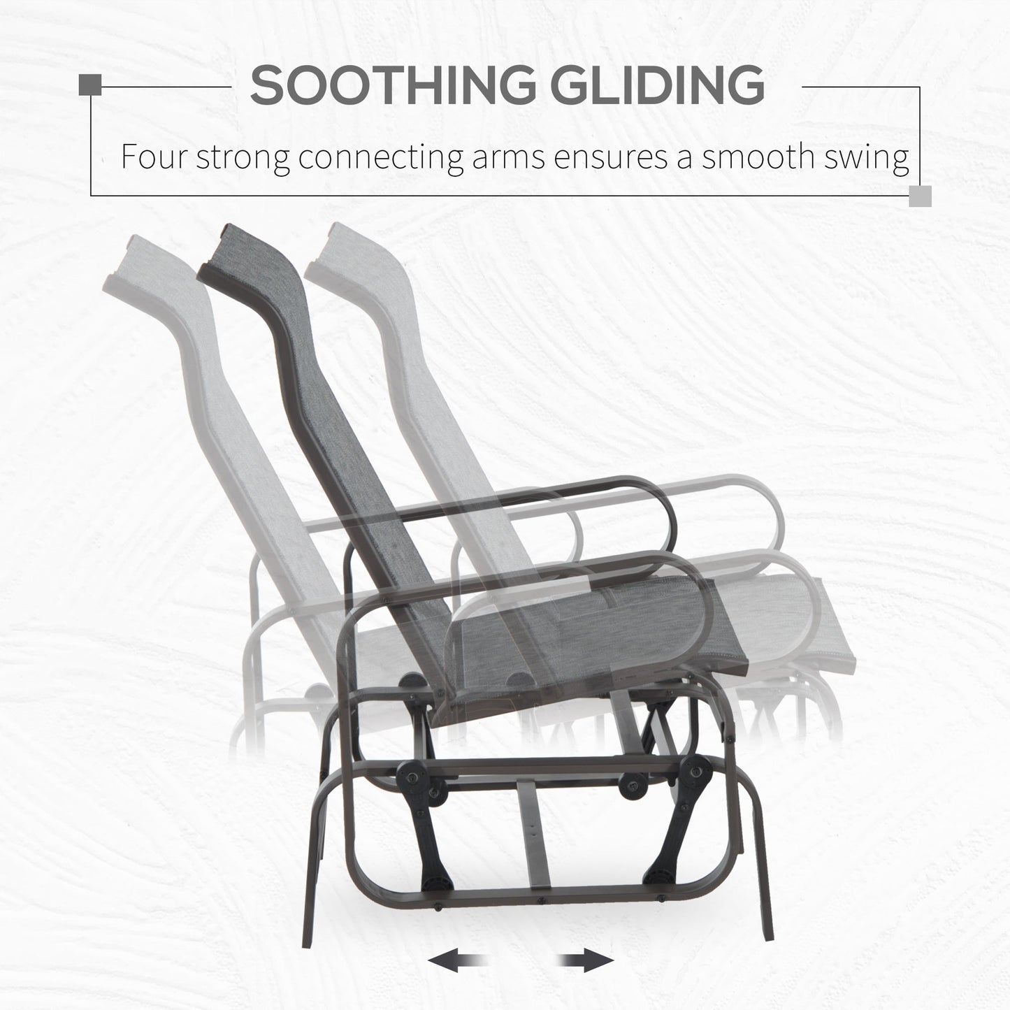 Outdoor Gliding Rocking Chair with Sturdy Metal Frame Garden Comfortable Swing Chair for Patio, Garden and Poolside, Grey