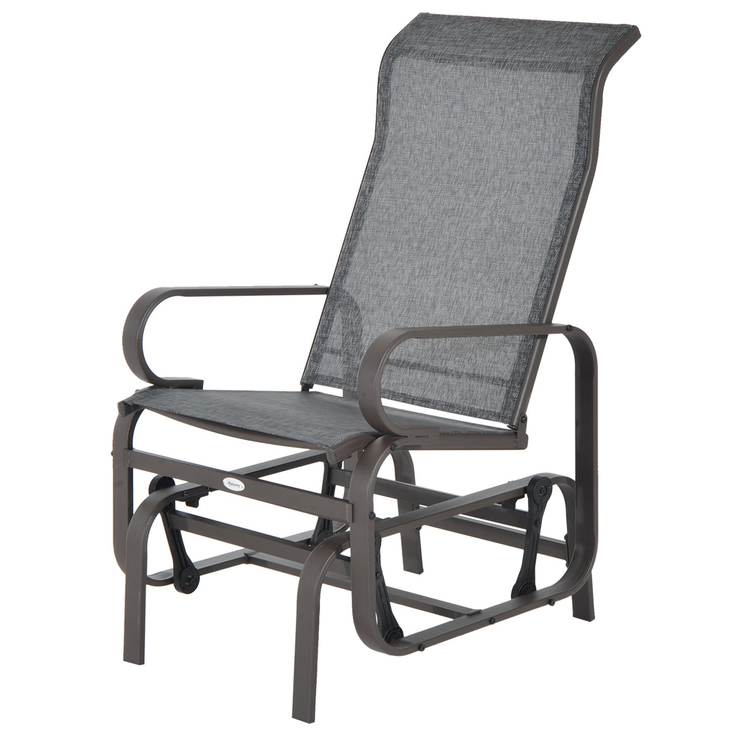 Outdoor Gliding Rocking Chair with Sturdy Metal Frame Garden Comfortable Swing Chair for Patio, Garden and Poolside, Grey