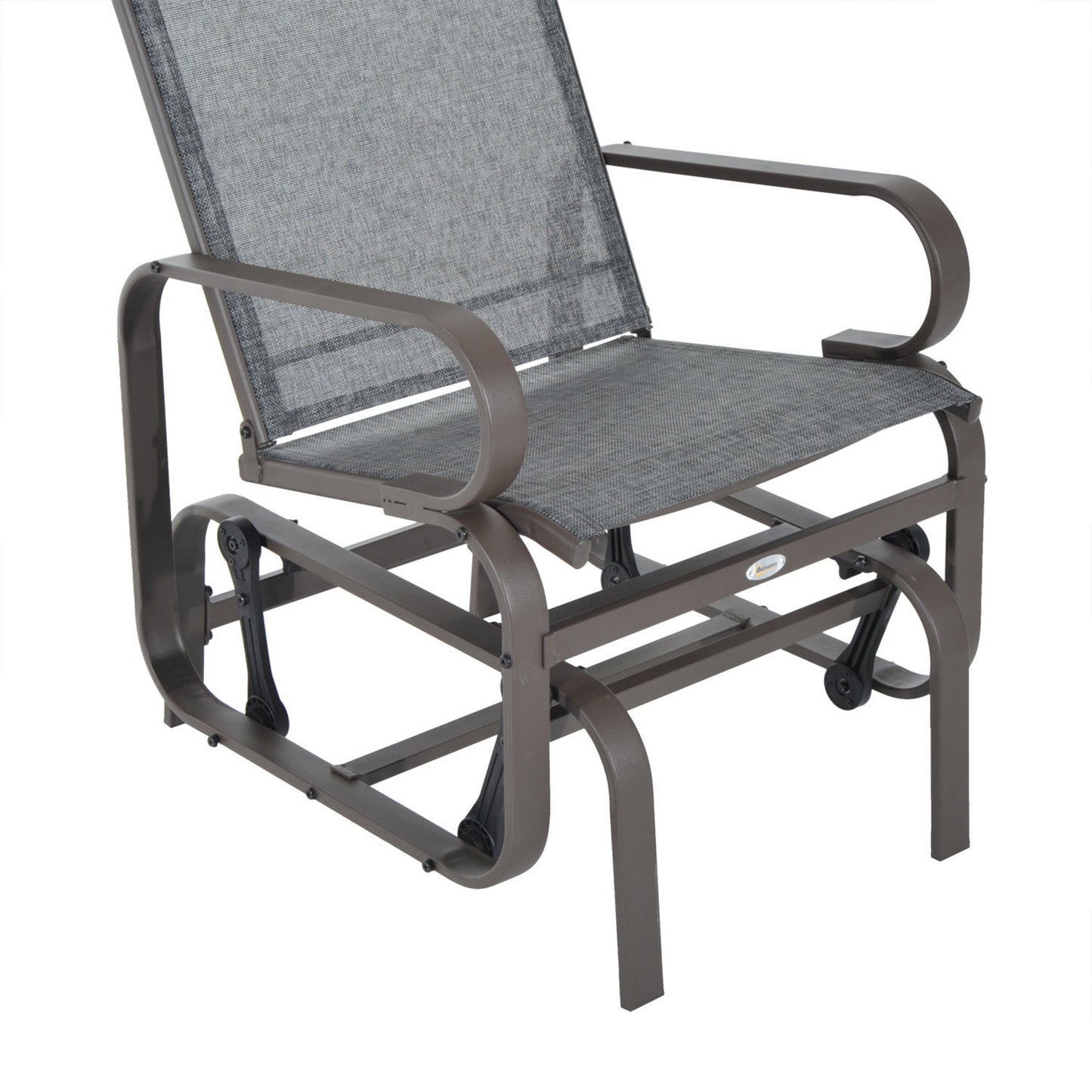 Outdoor Gliding Rocking Chair with Sturdy Metal Frame Garden Comfortable Swing Chair for Patio, Garden and Poolside, Grey
