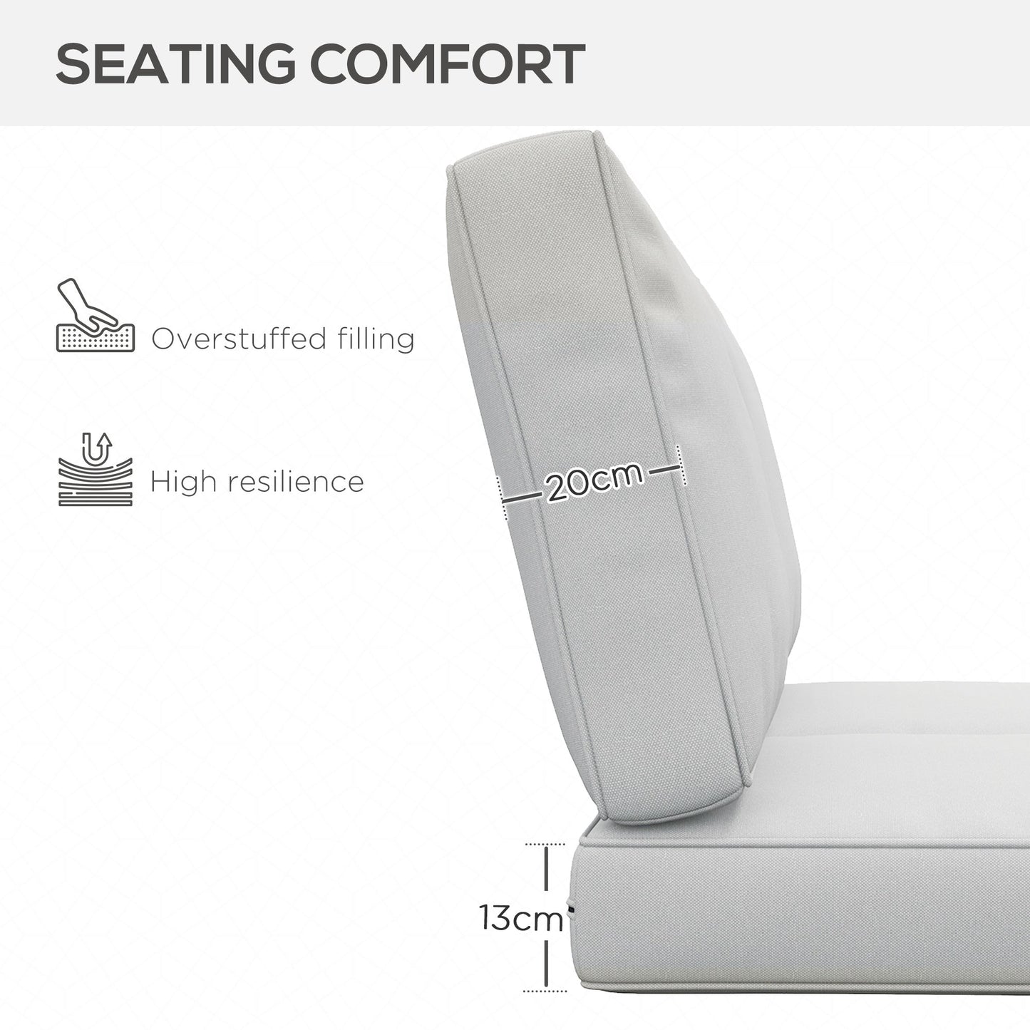 2 Seater Outdoor Seat Cushions, Backrest, Water Repellent Seat Pads for Dining Chair, Swing, Sofa, Light Grey