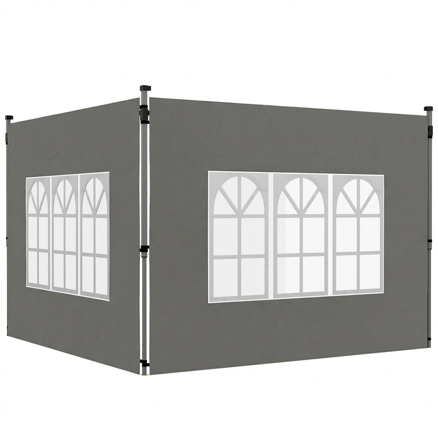 Gazebo Side Panels with Window for 3x3(m) Pop Up Gazebo, 2 Pack Sides Replacement, Dark Grey