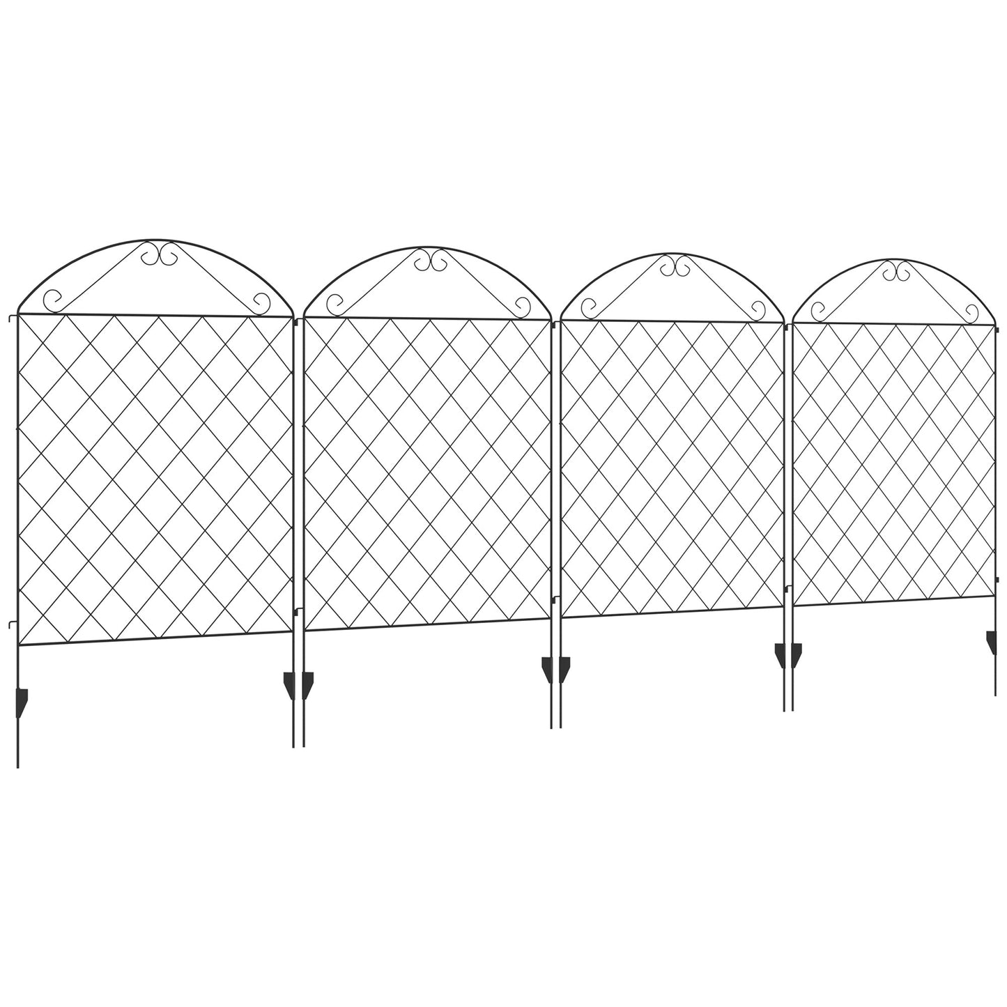 Decorative Garden Fencing, 43in x 11.5ft Outdoor Picket Fence Panels, 4PCs Rustproof Metal Wire Landscape Flower Bed Border Edging Animal Barrier, Black