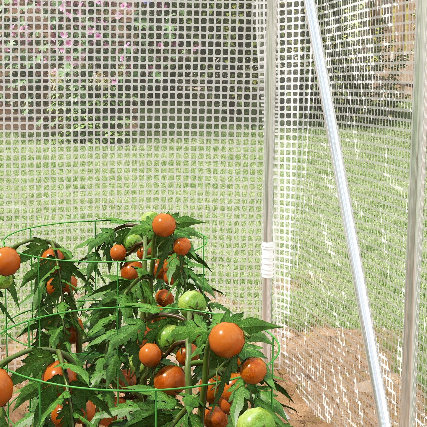 3 x 2 x 2m Polytunnel Greenhouse with Hinged Door, Walk-in Grow House Tent with UV-resistant PE Cover, Galvanised Steel Frame, Clamps, White