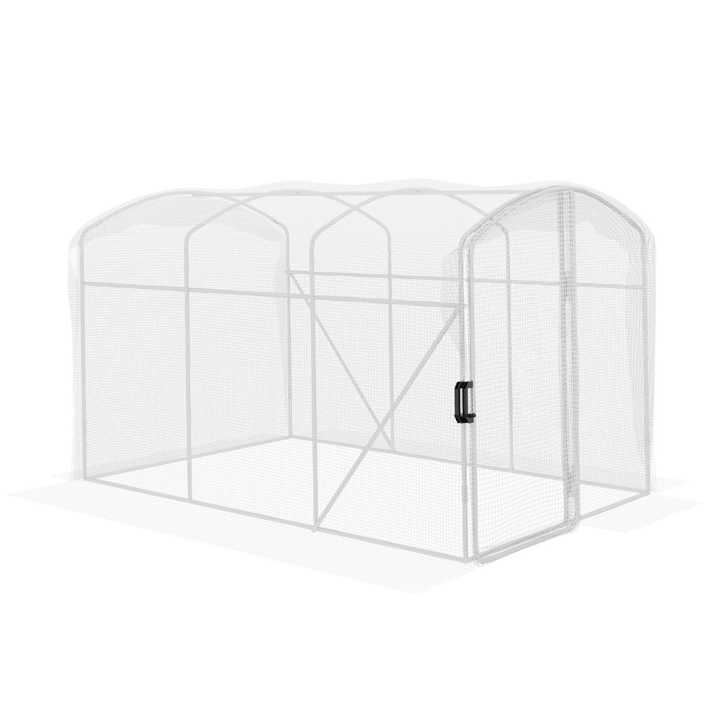 3 x 2 x 2m Polytunnel Greenhouse with Hinged Door, Walk-in Grow House Tent with UV-resistant PE Cover, Galvanised Steel Frame, Clamps, White