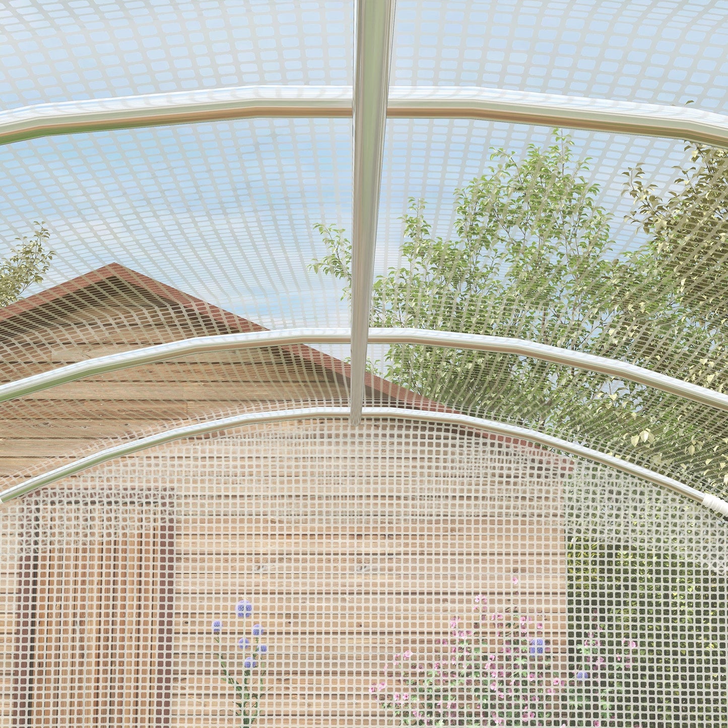 3 x 2 x 2m Polytunnel Greenhouse with Hinged Door, Walk-in Grow House Tent with UV-resistant PE Cover, Galvanised Steel Frame, Clamps, White