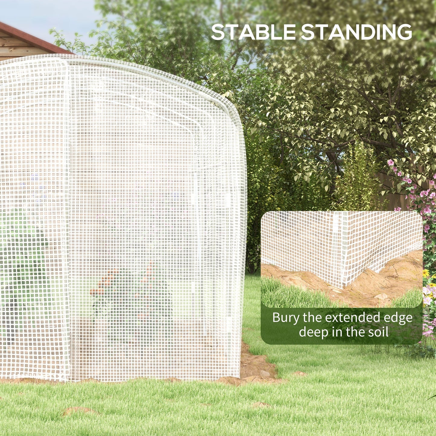 3 x 2 x 2m Polytunnel Greenhouse with Hinged Door, Walk-in Grow House Tent with UV-resistant PE Cover, Galvanised Steel Frame, Clamps, White