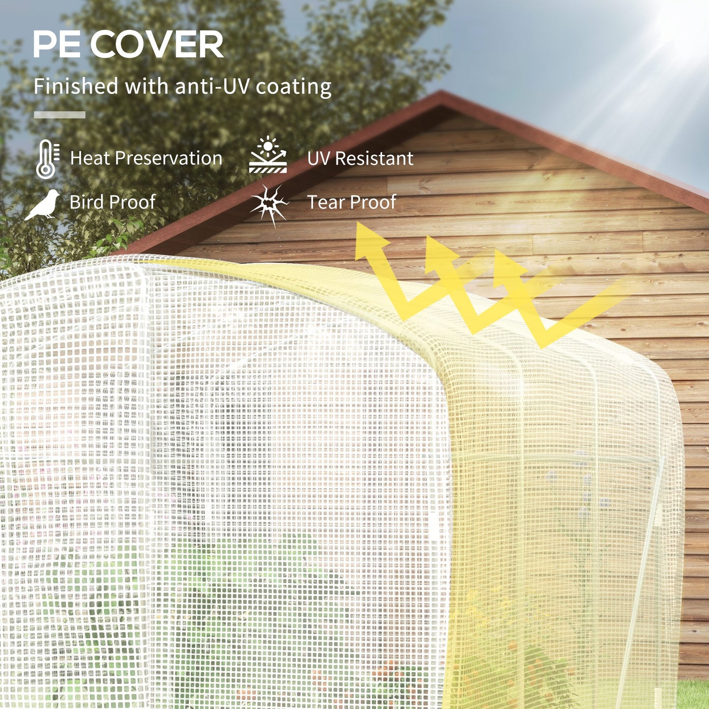 3 x 2 x 2m Polytunnel Greenhouse with Hinged Door, Walk-in Grow House Tent with UV-resistant PE Cover, Galvanised Steel Frame, Clamps, White