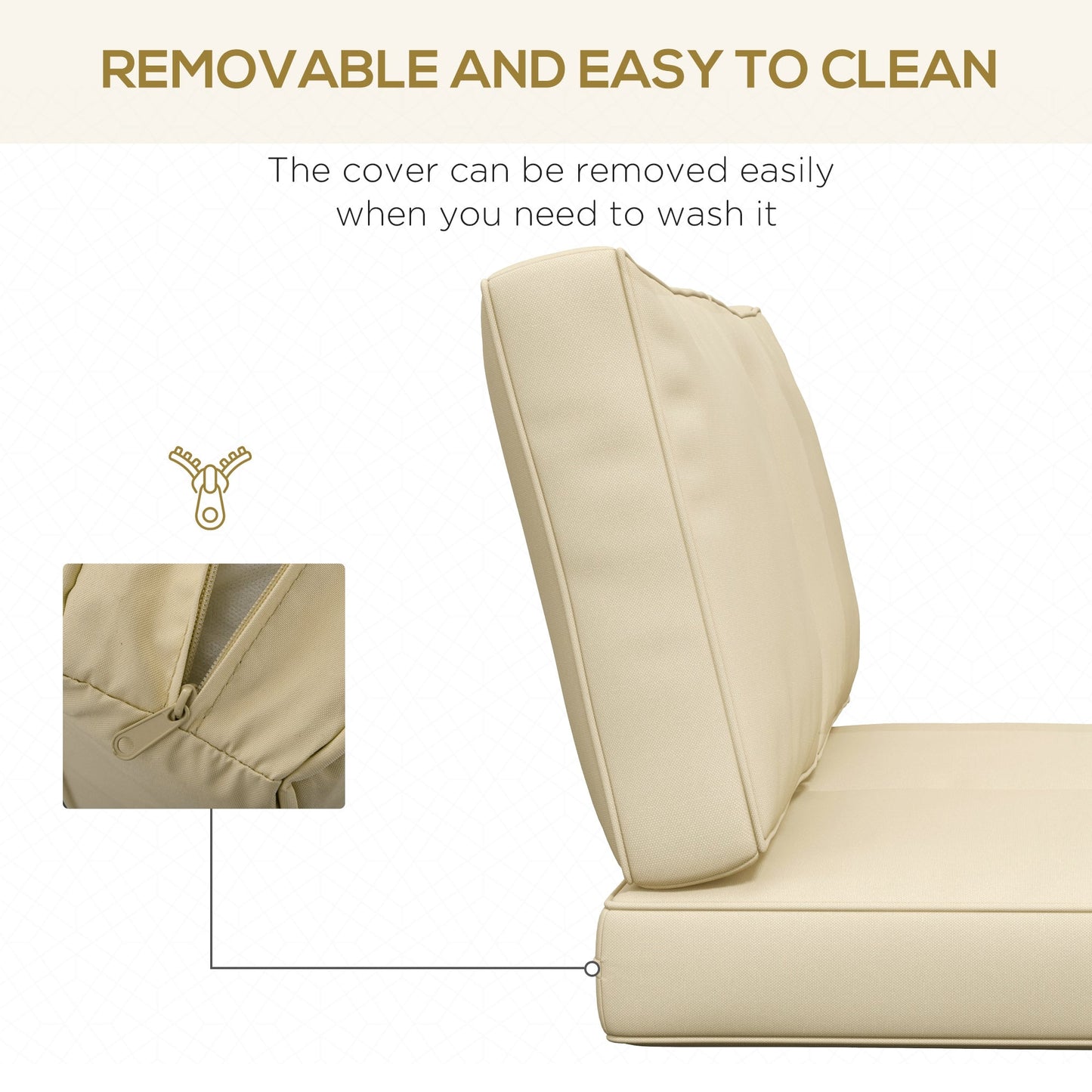 2 Seater Outdoor Seat Cushions, Backrest, Water Repellent Seat Pads for Dining Chair, Swing, Sofa, Beige