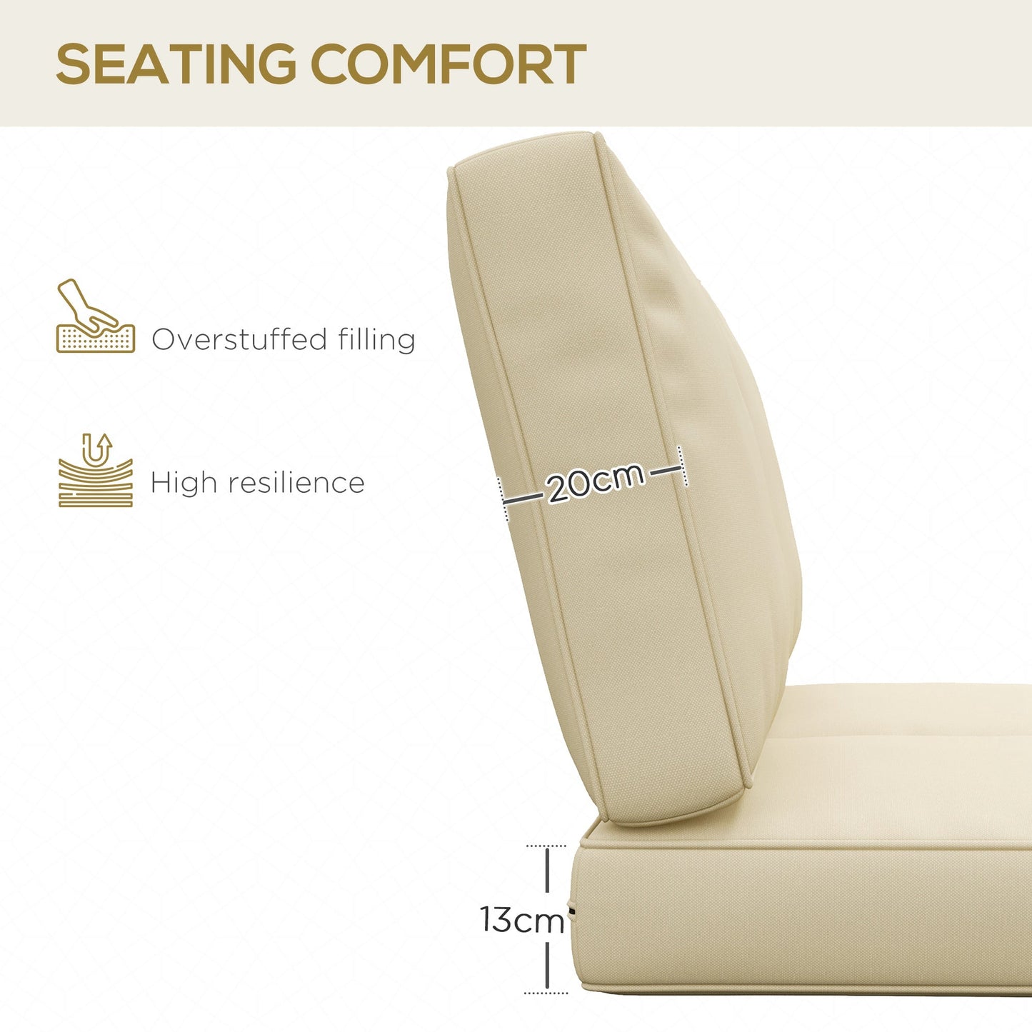 2 Seater Outdoor Seat Cushions, Backrest, Water Repellent Seat Pads for Dining Chair, Swing, Sofa, Beige