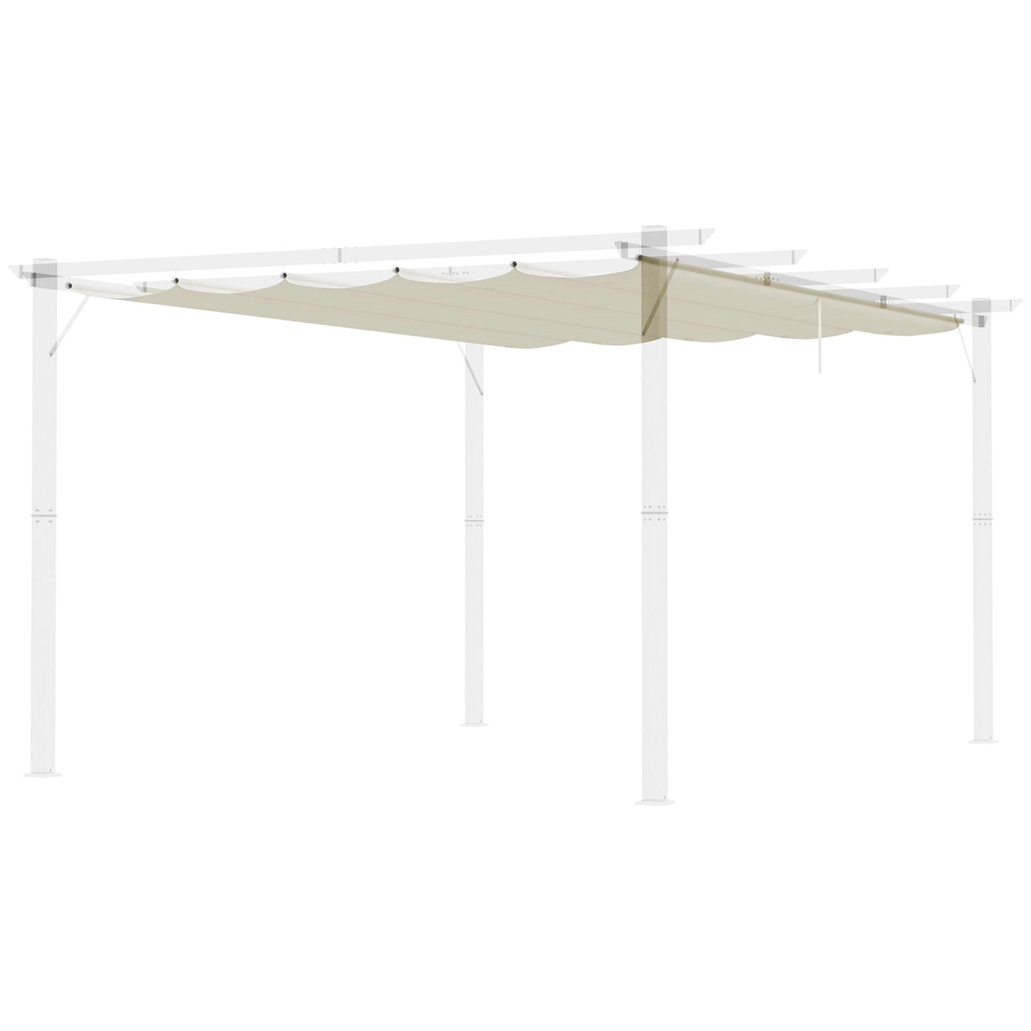 Retractable Pergola Shade Cover, Replacement Canopy Fabric for 4 x 3 (m) Pergola, Gazebo Retractable Roof, Cream White