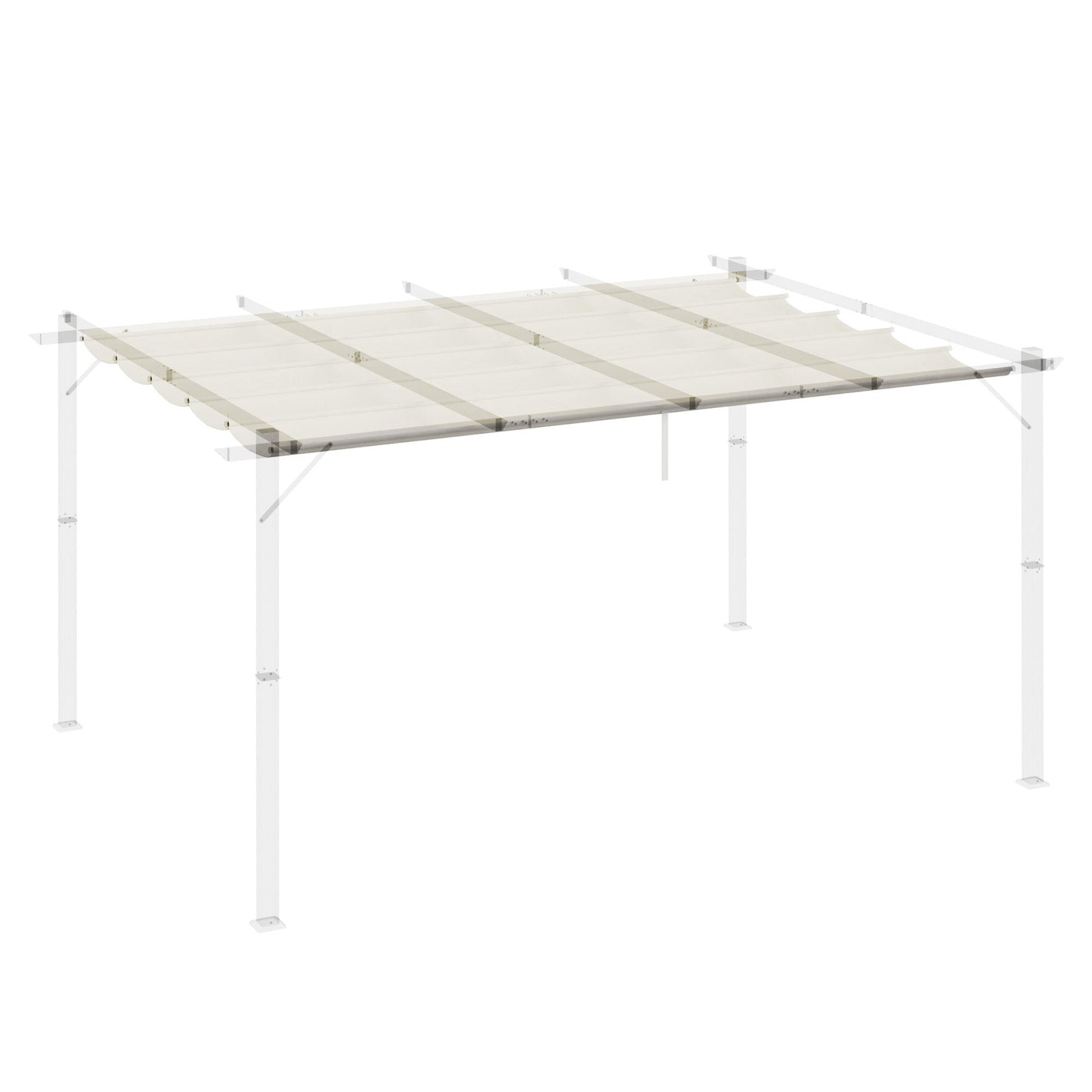 Retractable Pergola Shade Cover, Replacement Canopy Fabric for 4 x 3 (m) Pergola, Gazebo Retractable Roof, Cream White