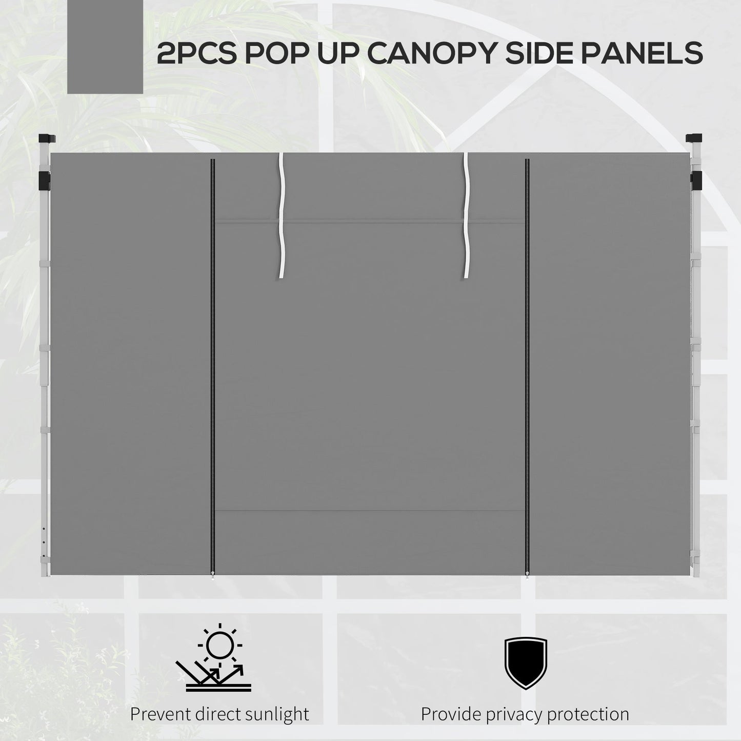 Gazebo Side Panels with Windows and Doors, for 3x3(m) or 3x6m Pop Up Gazebo, 2 Pack Sides Replacement, Light Grey