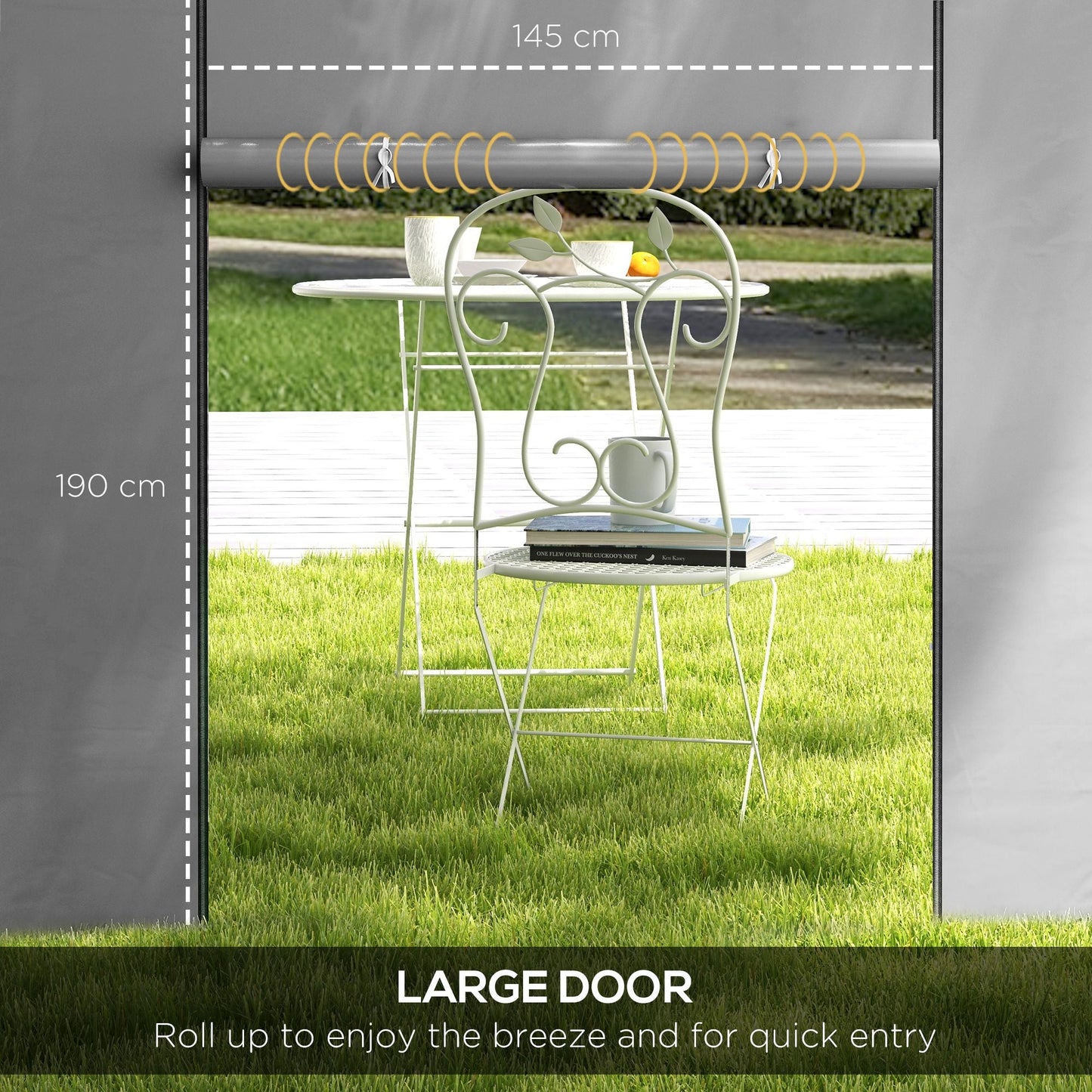 Gazebo Side Panels with Windows and Doors, for 3x3(m) or 3x6m Pop Up Gazebo, 2 Pack Sides Replacement, Light Grey