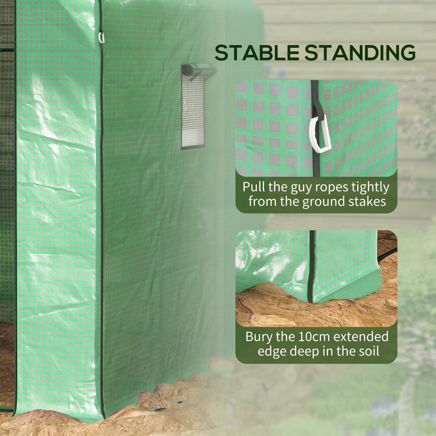 Walk-in Greenhouse with 3 Tier 12 Shelves, Small Greenhouse with Reinforced PE Cover, Garden Plant Growhouse with Roll-up Door and Three Mesh Windows, 140 x 213 x 190 cm, Green