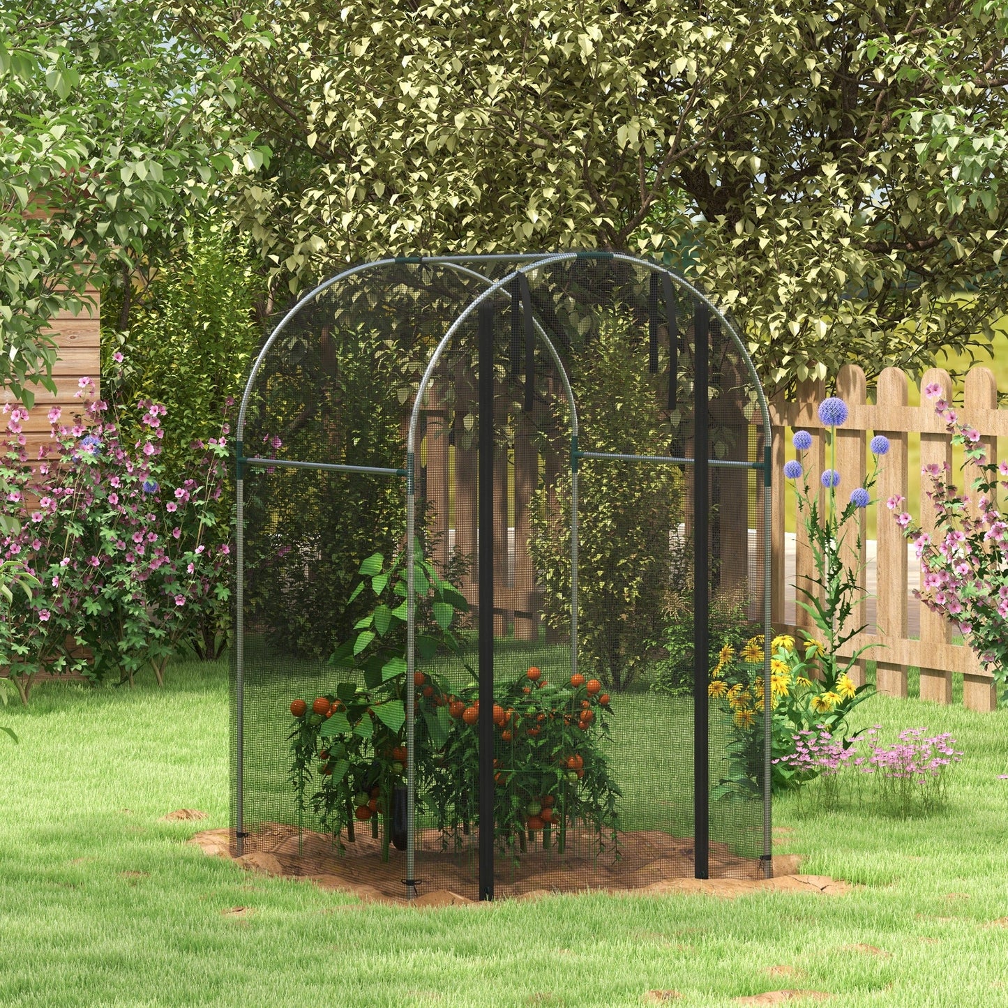 Fruit Cage Bird Netting, Heavy Duty Fruit and Vegetable Protection Tent with Zipped Door, Anti Bird, Insects, Small Animals, 1.2 x 1.2 x 1.9m, Black