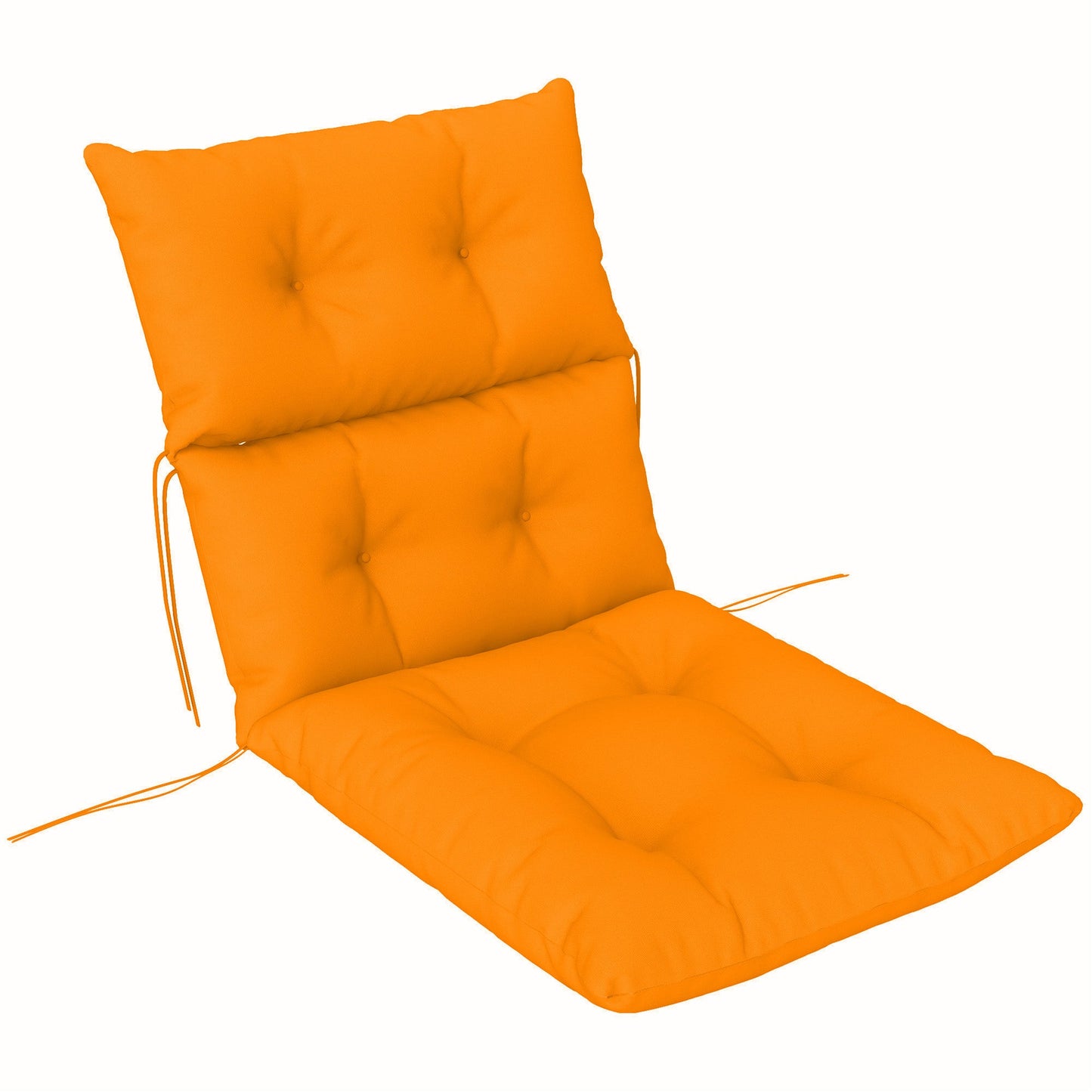 Tufted Adirondack Chair Cushion, Thick Garden Seat Cushion Pad with Backrest, Rocking Chair Cushion with Ties for Outdoor and Indoor Use, Orange