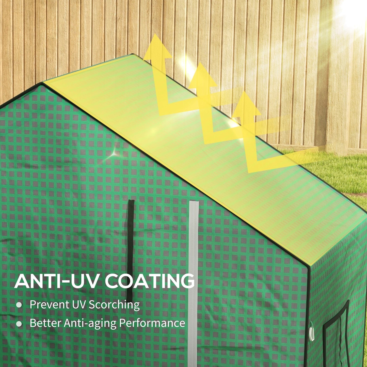 Walk-in Greenhouse Cover Replacement with Roll-up Door and Mesh Windows, Reinforced PE Hot House Cover, COVER ONLY, 140 x 73 x 190cm, Green