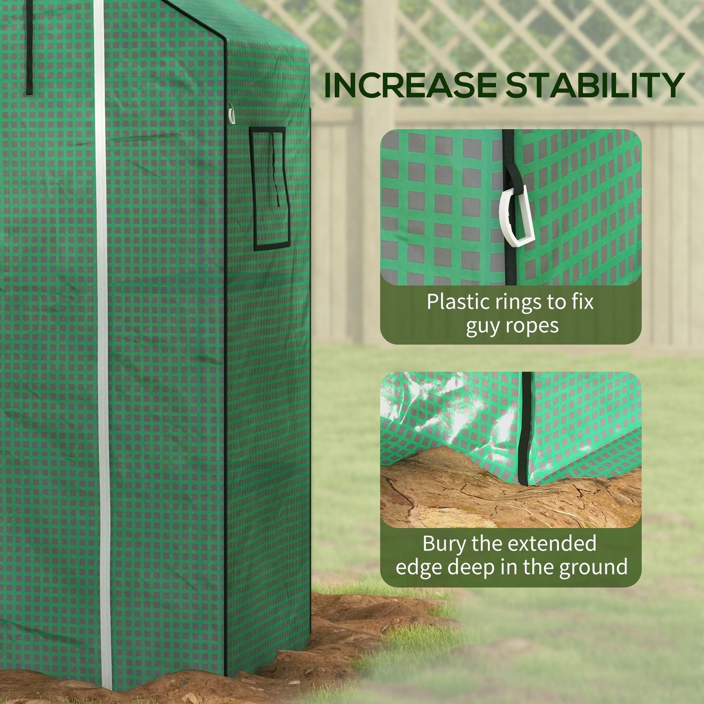 Walk-in Greenhouse Cover Replacement with Roll-up Door and Mesh Windows, Reinforced PE Hot House Cover, COVER ONLY, 140 x 73 x 190cm, Green