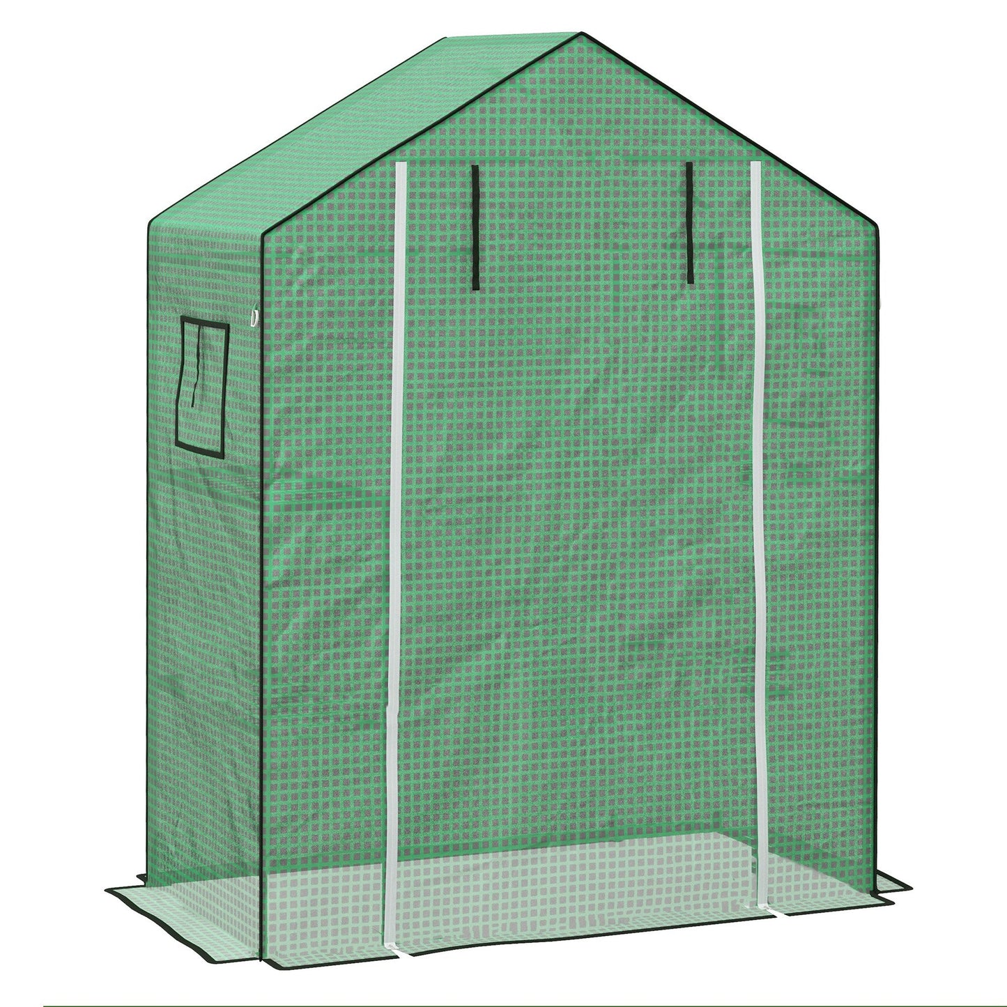 Walk-in Greenhouse Cover Replacement with Roll-up Door and Mesh Windows, Reinforced PE Hot House Cover, COVER ONLY, 140 x 73 x 190cm, Green