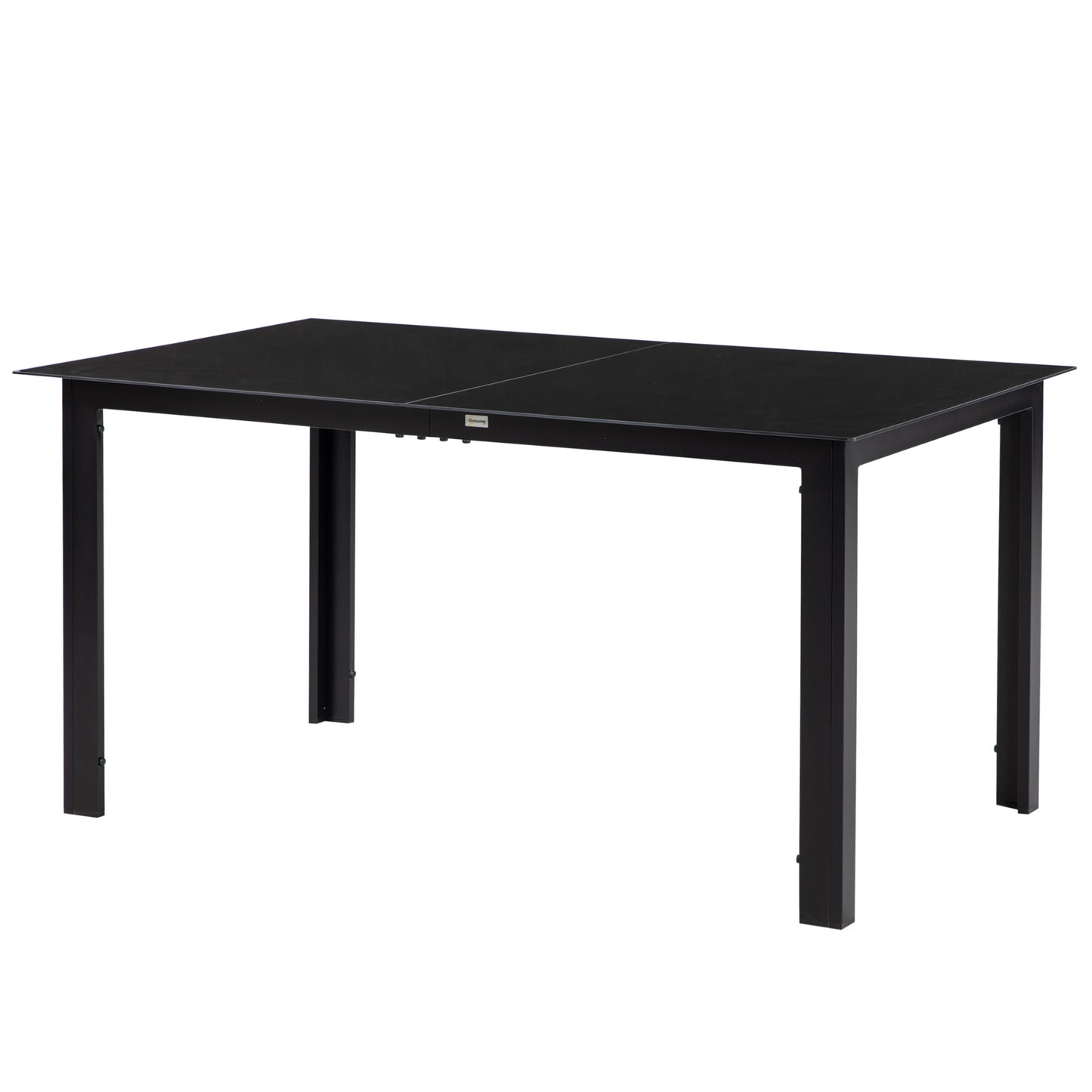 Outdoor Dining Table for 6, Aluminium Rectangular Garden Table with Tempered Glass Tabletop for Yard, Deck, Patio, 150 x 90 x 74 cm, Black