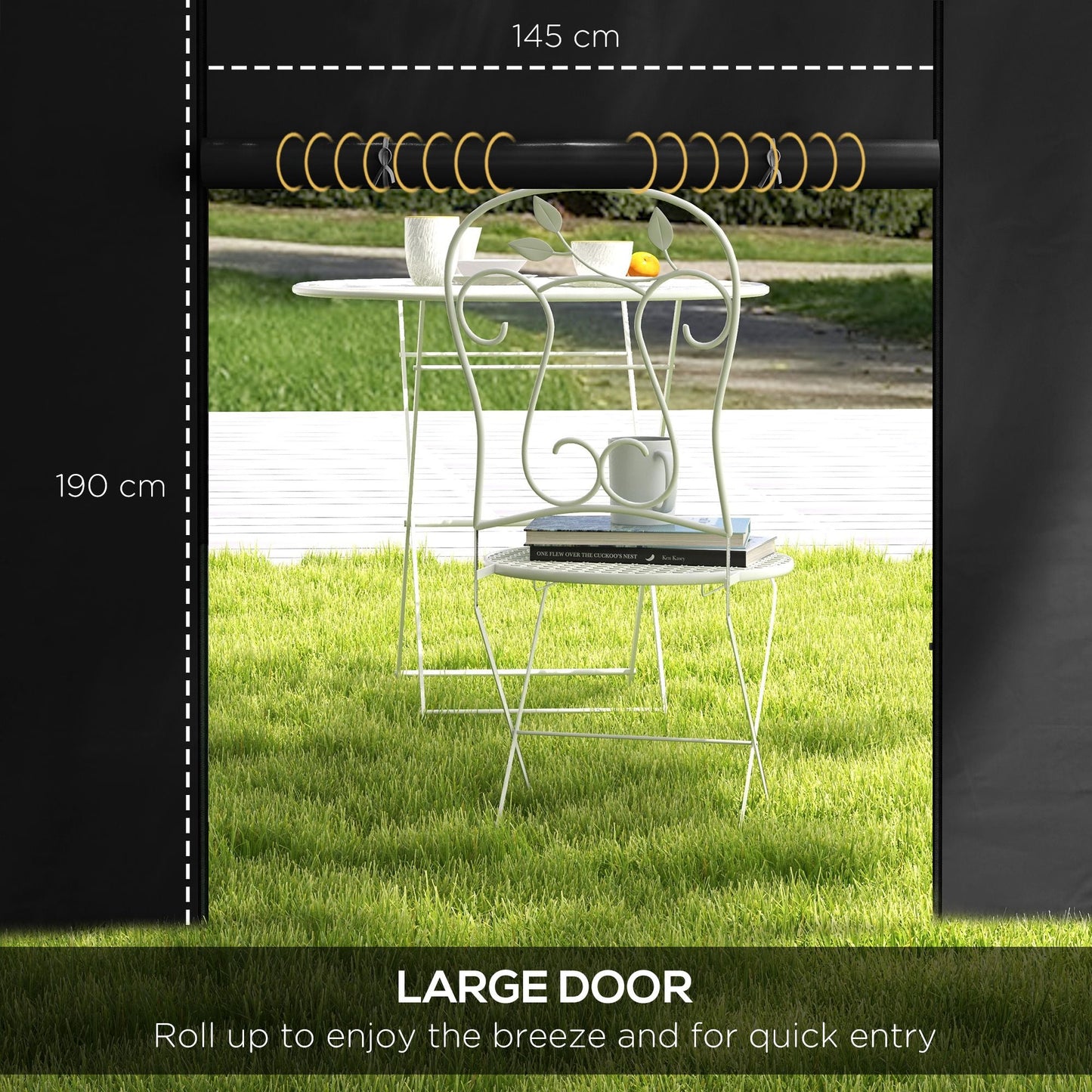 Gazebo Side Panels with Windows and Doors, for 3x3(m) or 3x6m Pop Up Gazebo, 2 Pack Sides Replacement, Black