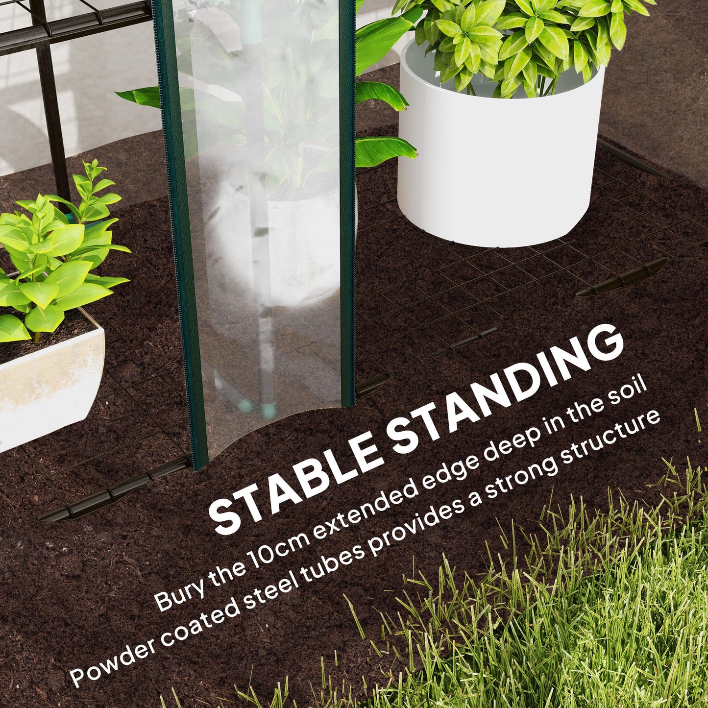 3 Tier Lean-to Mini Greenhouse with Reinforced Plastic Cover, Portable Indoor Outdoor Green House with 3 Roll-up Doors and 9 Wire Shelves, 151H x 215W x 46Dcm, Clear