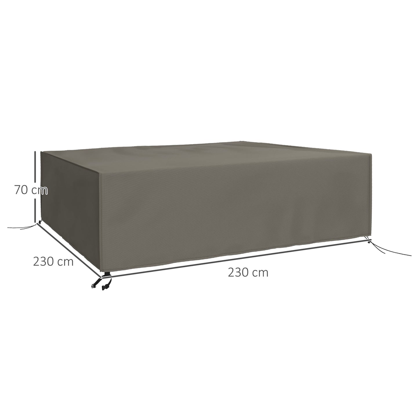 Large Patio Garden Furniture Set Cover 600D Oxford Square Waterproof, 230 x 230 x 70 cm, Grey