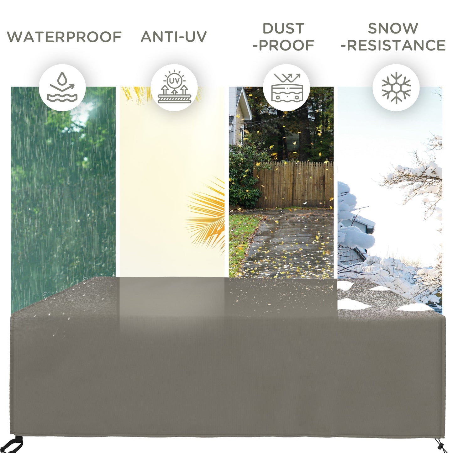 Large Patio Garden Furniture Set Cover 600D Oxford Square Waterproof, 230 x 230 x 70 cm, Grey