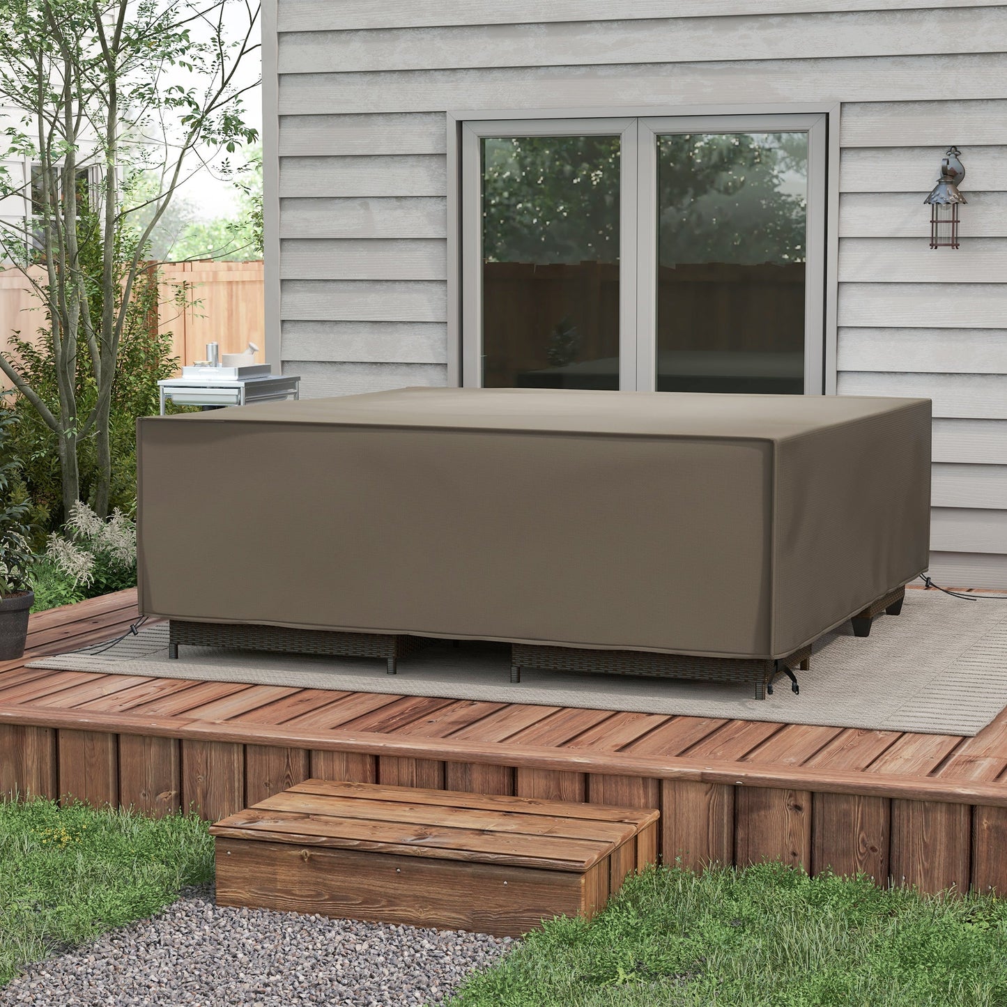 Large Patio Garden Furniture Set Cover 600D Oxford Square Waterproof, 230 x 230 x 70 cm, Grey