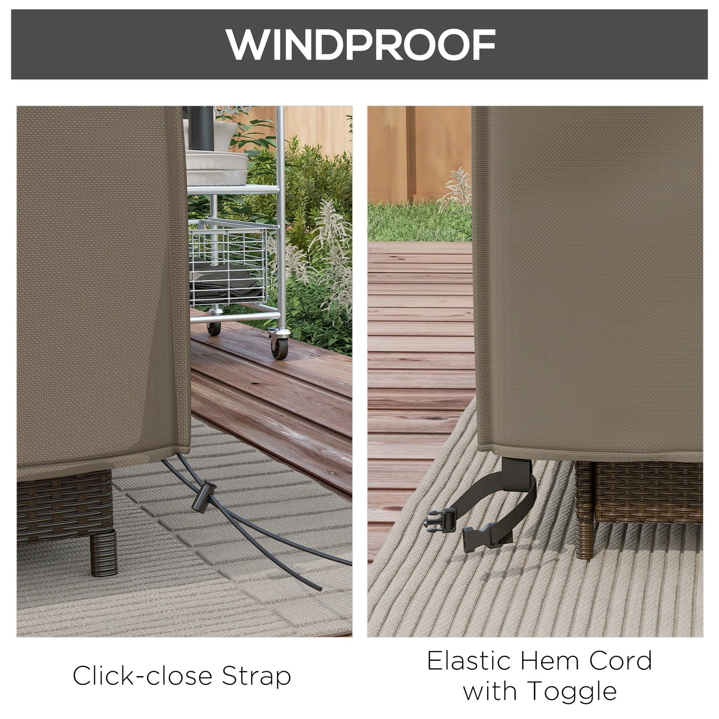 Large Patio Garden Furniture Set Cover 600D Oxford Square Waterproof, 230 x 230 x 70 cm, Grey