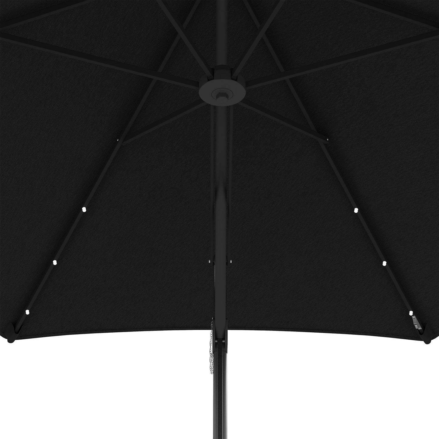 3(m) Cantilever Parasol with Solar LED and Easy Lever, Garden Parasol Umbrella with Cross Base and Waterproof Cover, Outdoor Sun Shades, Black