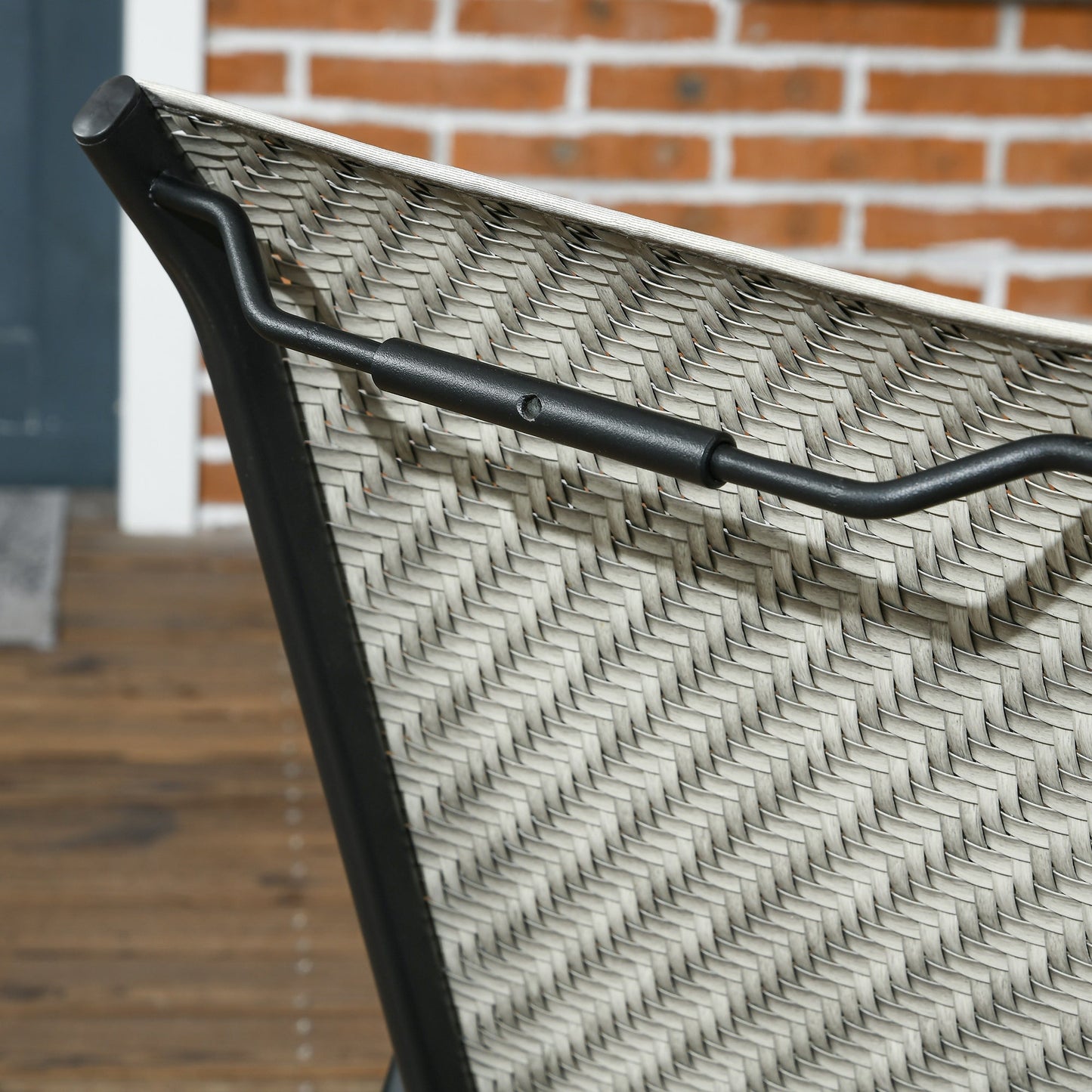 Stackable Outdoor Chairs Set of 4, Rattan Garden Chairs with Armrests and Backrest for Deck, Mixed Grey