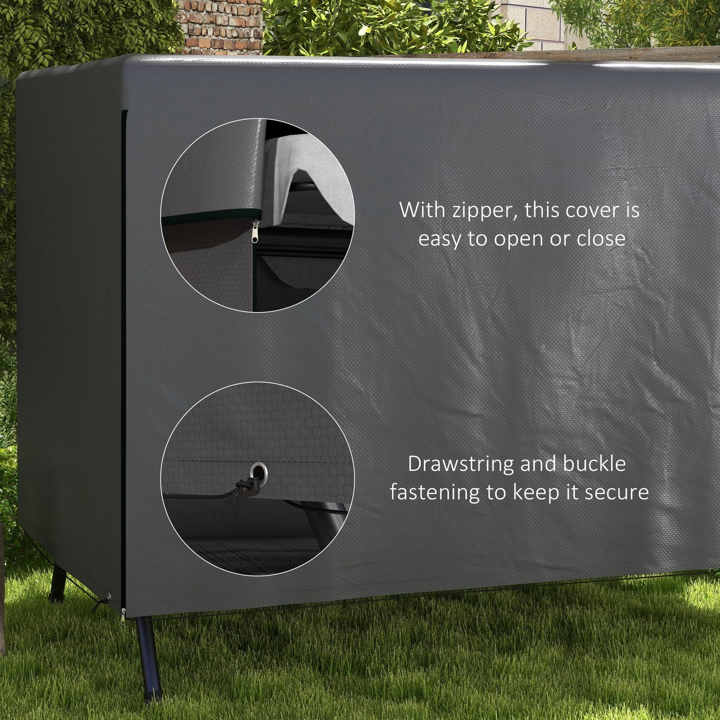 Patio 3 Seater Swing Chair Bench Cover Outdoor Garden Furniture Rain Protection Cover Protector Waterproof Anti-UV, 215L x 155W x 150Hcm, Dark Grey