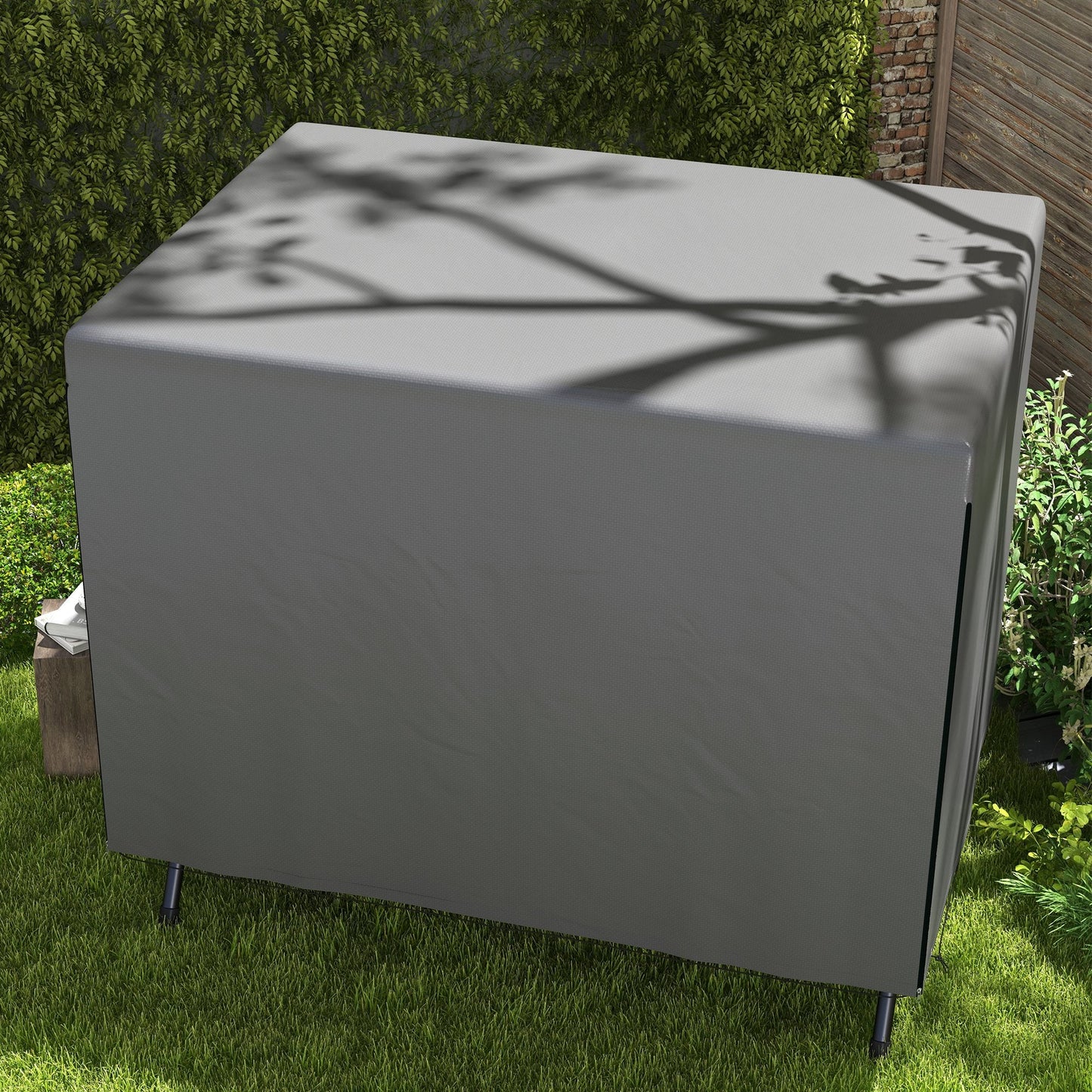Patio 3 Seater Swing Chair Bench Cover Outdoor Garden Furniture Rain Protection Cover Protector Waterproof Anti-UV, 215L x 155W x 150Hcm, Dark Grey
