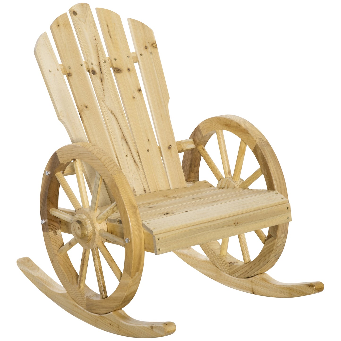 Wooden Adirondack Rocking Chair Reclining Armchair Outdoor Garden Furniture Patio Porch Rocker - Natural