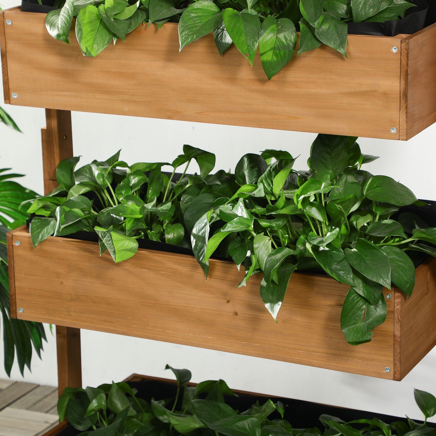 80cm x 45cm x 142cm 4-Tier Raised Garden Bed, Fir Wood Vertical Planter Box, Freestanding Elevated Plant Stand for Indoor Outdoor Use, Orange