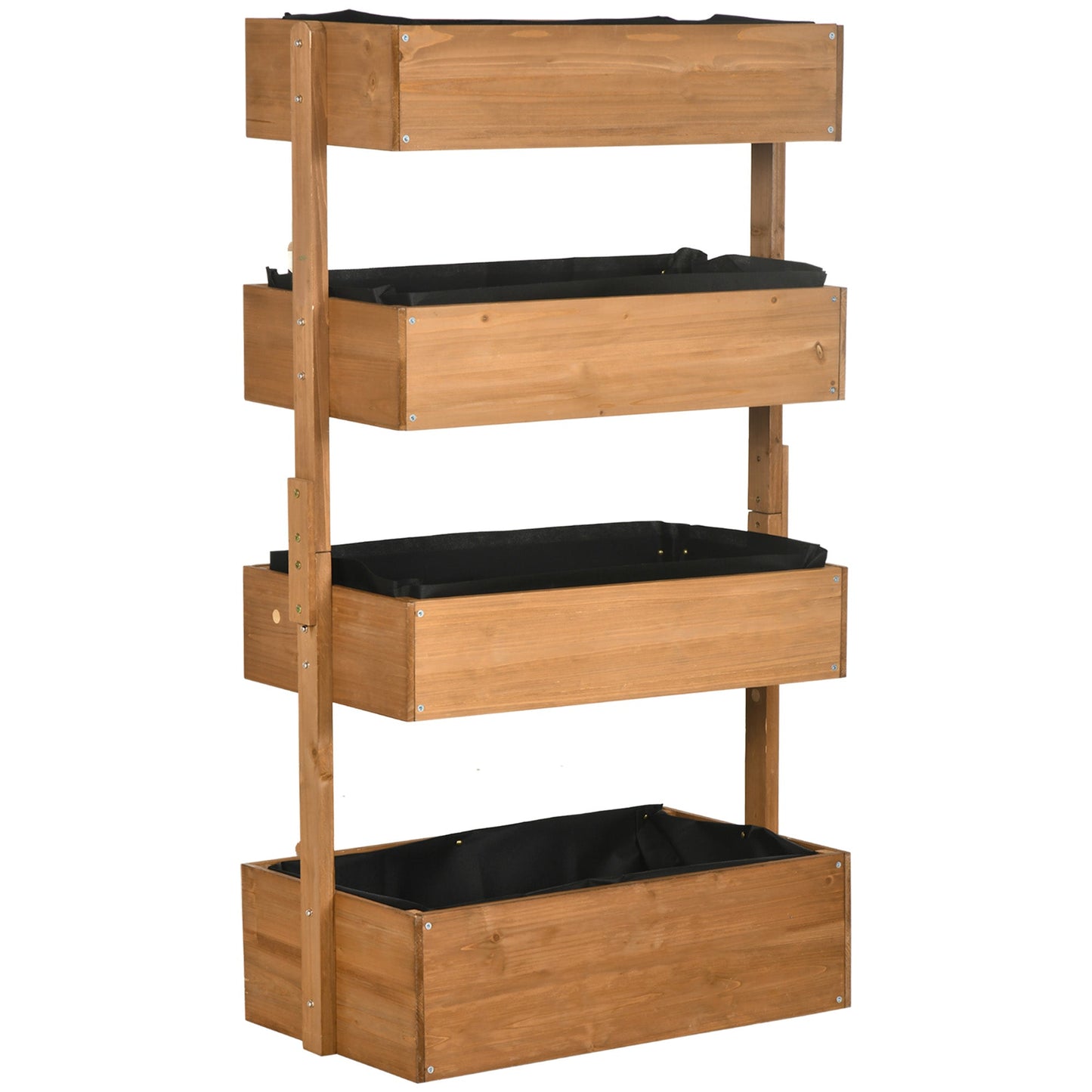 80cm x 45cm x 142cm 4-Tier Raised Garden Bed, Fir Wood Vertical Planter Box, Freestanding Elevated Plant Stand for Indoor Outdoor Use, Orange