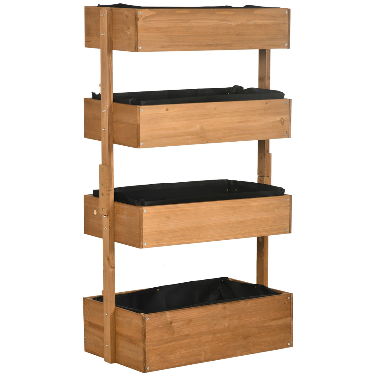 80cm x 45cm x 142cm 4-Tier Raised Garden Bed, Fir Wood Vertical Planter Box, Freestanding Elevated Plant Stand for Indoor Outdoor Use, Orange